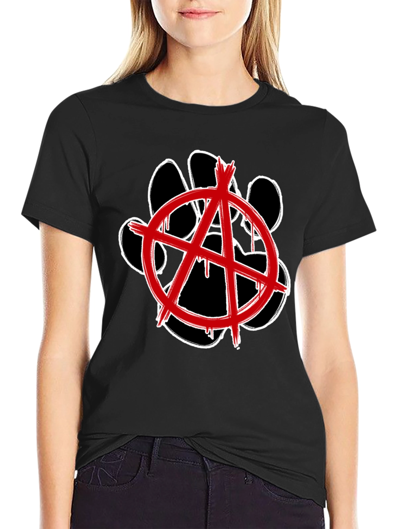 Anarchy Dog Paw Print Graphic Tee