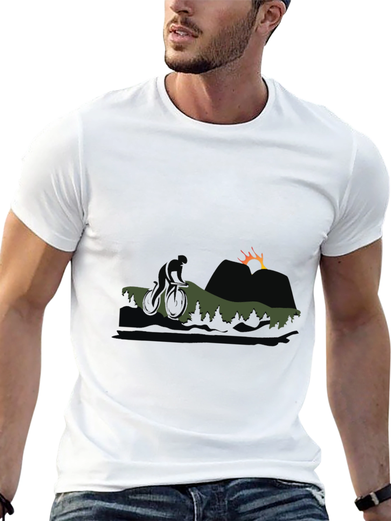 Mountain Biking Silhouette Graphic Tee