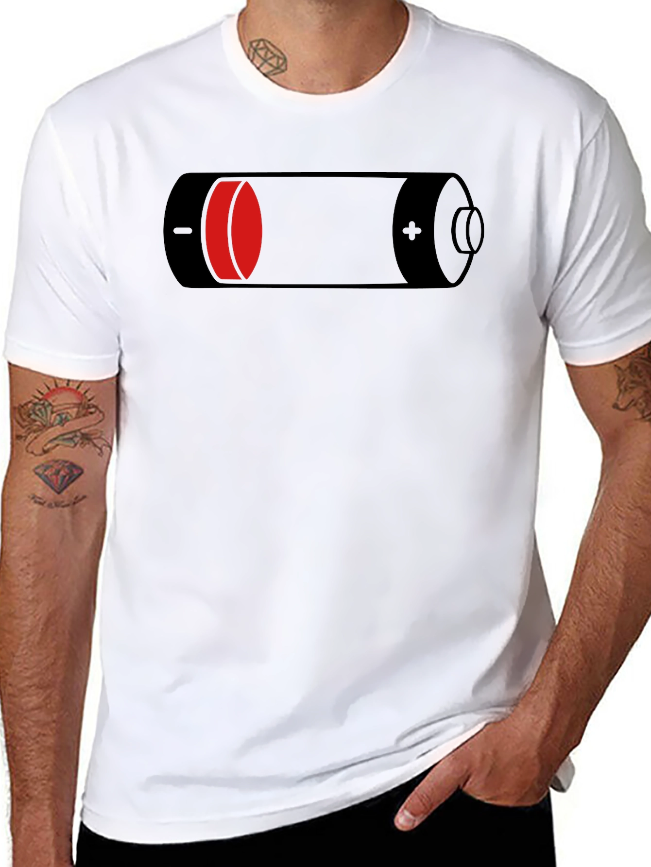 Low Battery Graphic Black T-Shirt