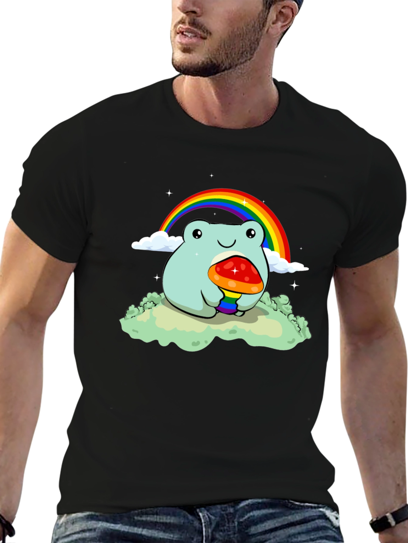 Frog Rainbow Mushroom Graphic Tee