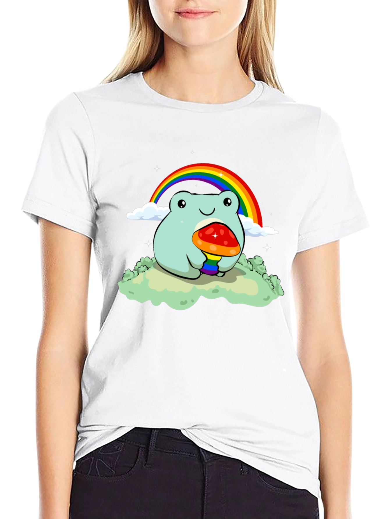 Frog Rainbow Mushroom Graphic Tee