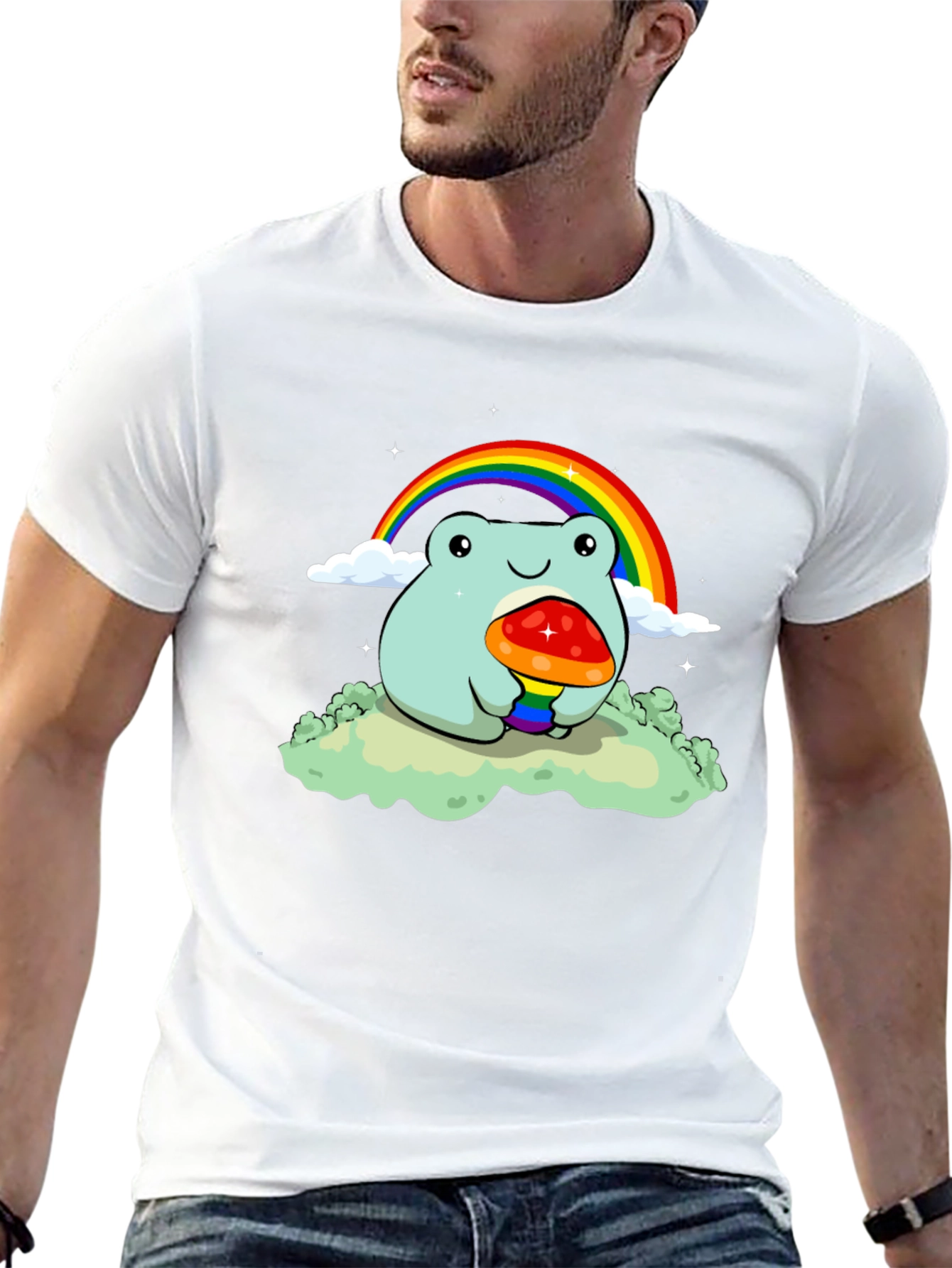 Frog Rainbow Mushroom Graphic Tee