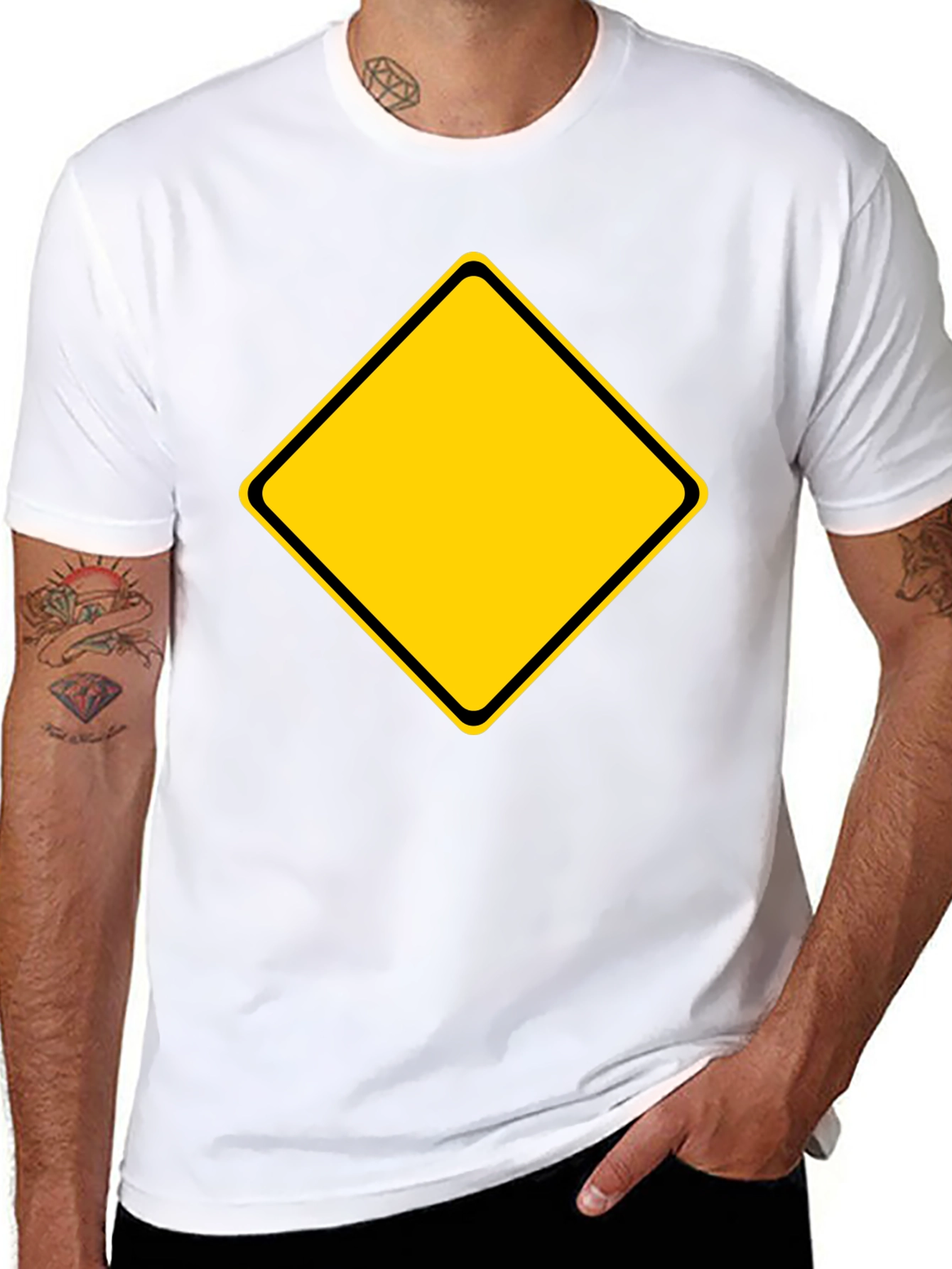Black T-Shirt with Yellow Diamond Graphic