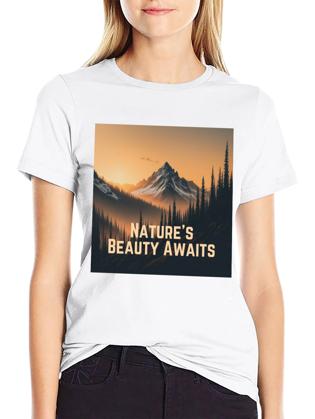 Natures Beauty Awaits Black Graphic Tee