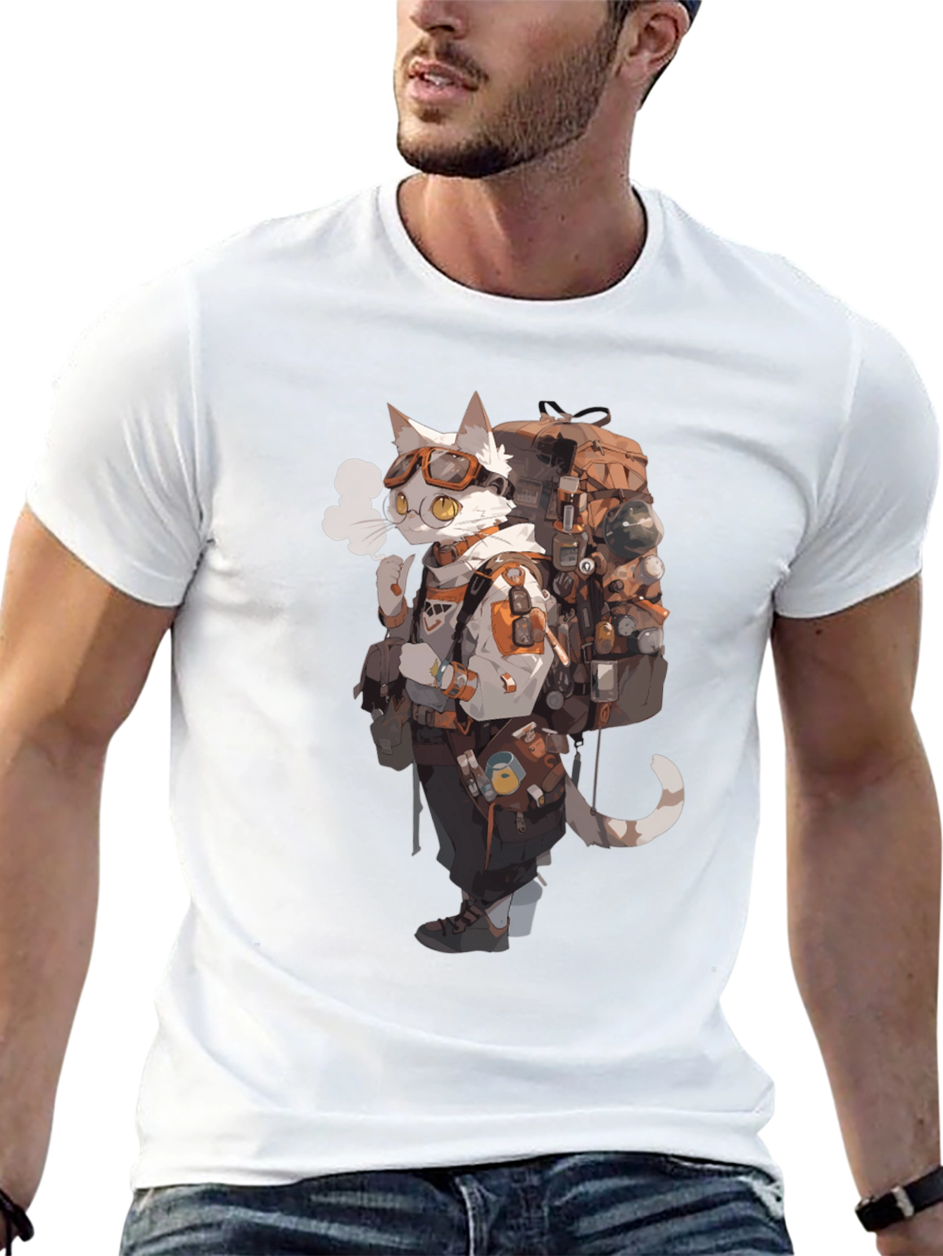 Cat Adventurer Graphic Tee