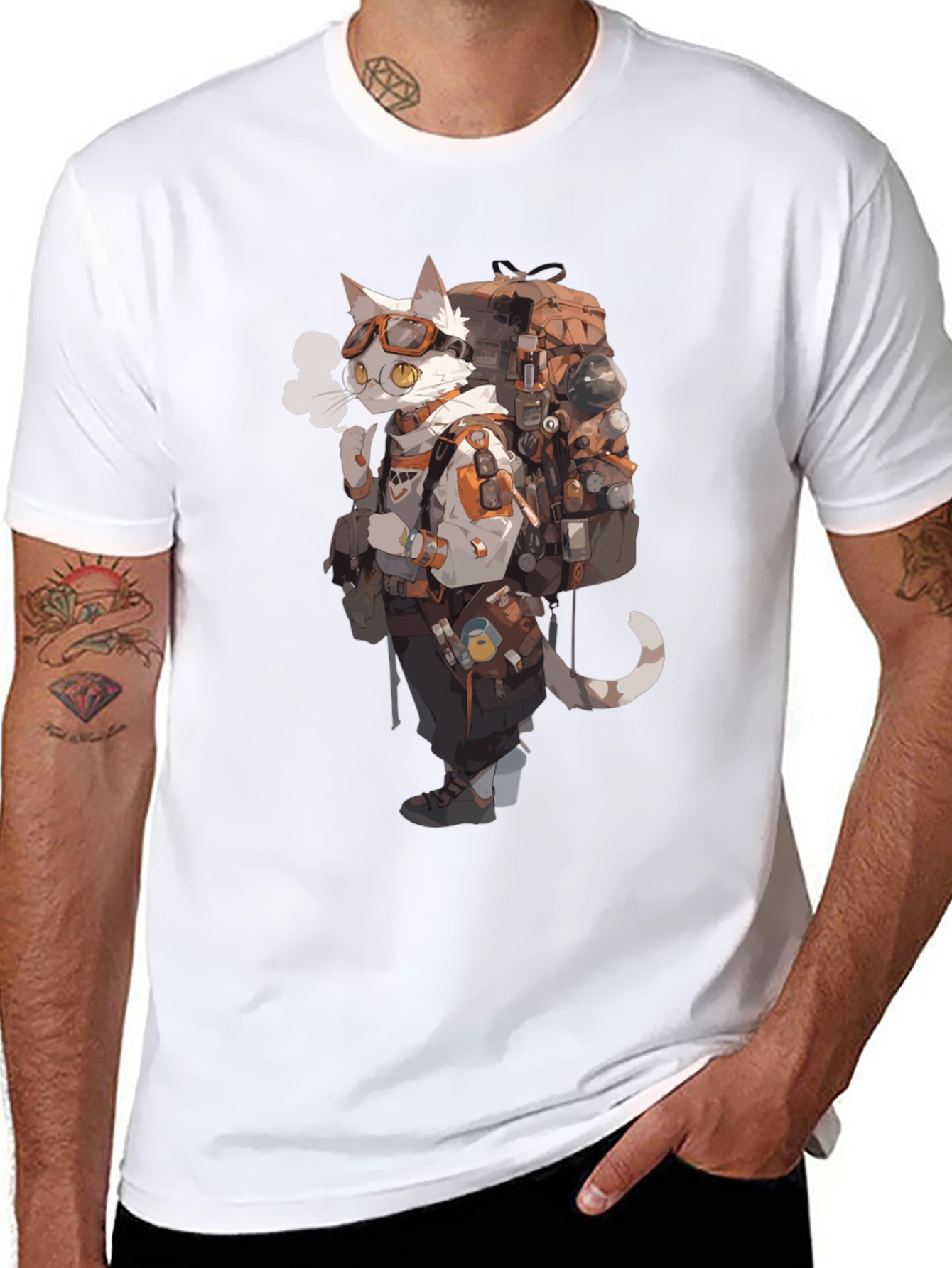 Cat Adventurer Graphic Tee