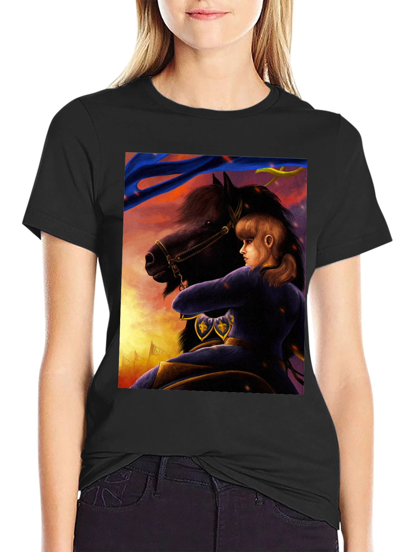 Joan of Arc Graphic Tee - Black Cotton Shirt