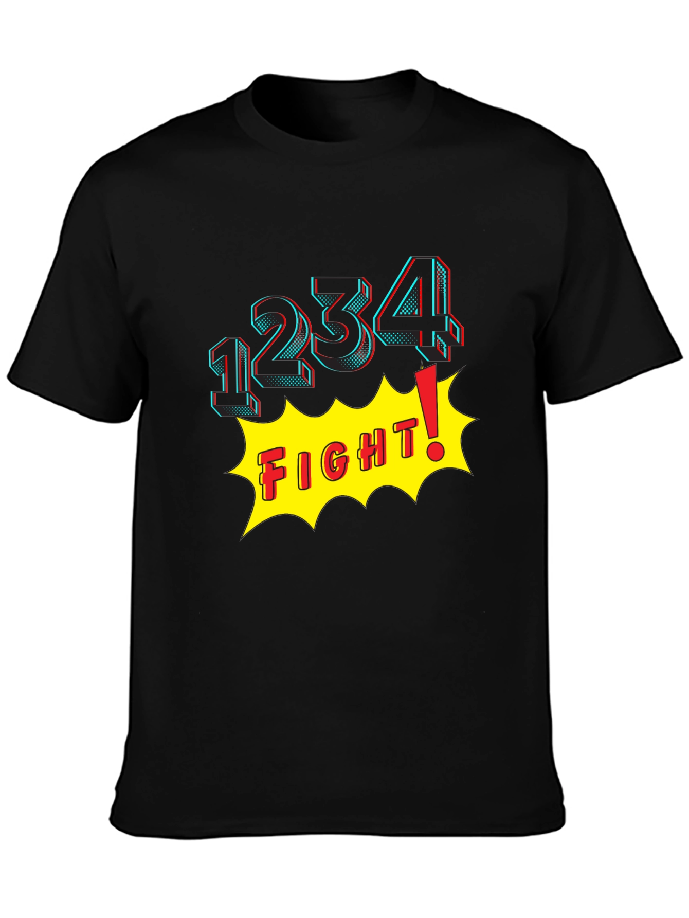Fight! Graphic Print T-Shirt - Black