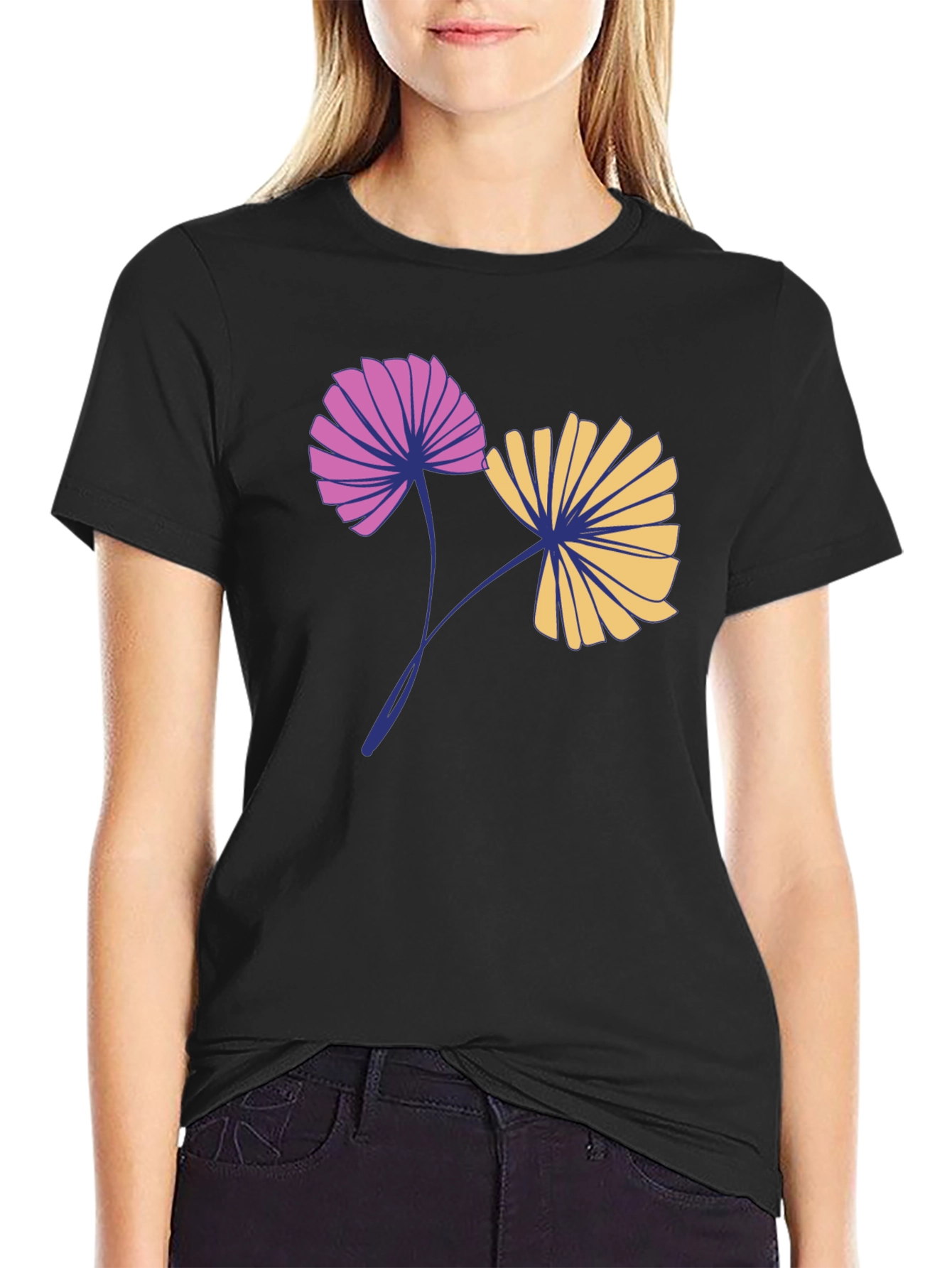 Floral Print Black T-Shirt for Men