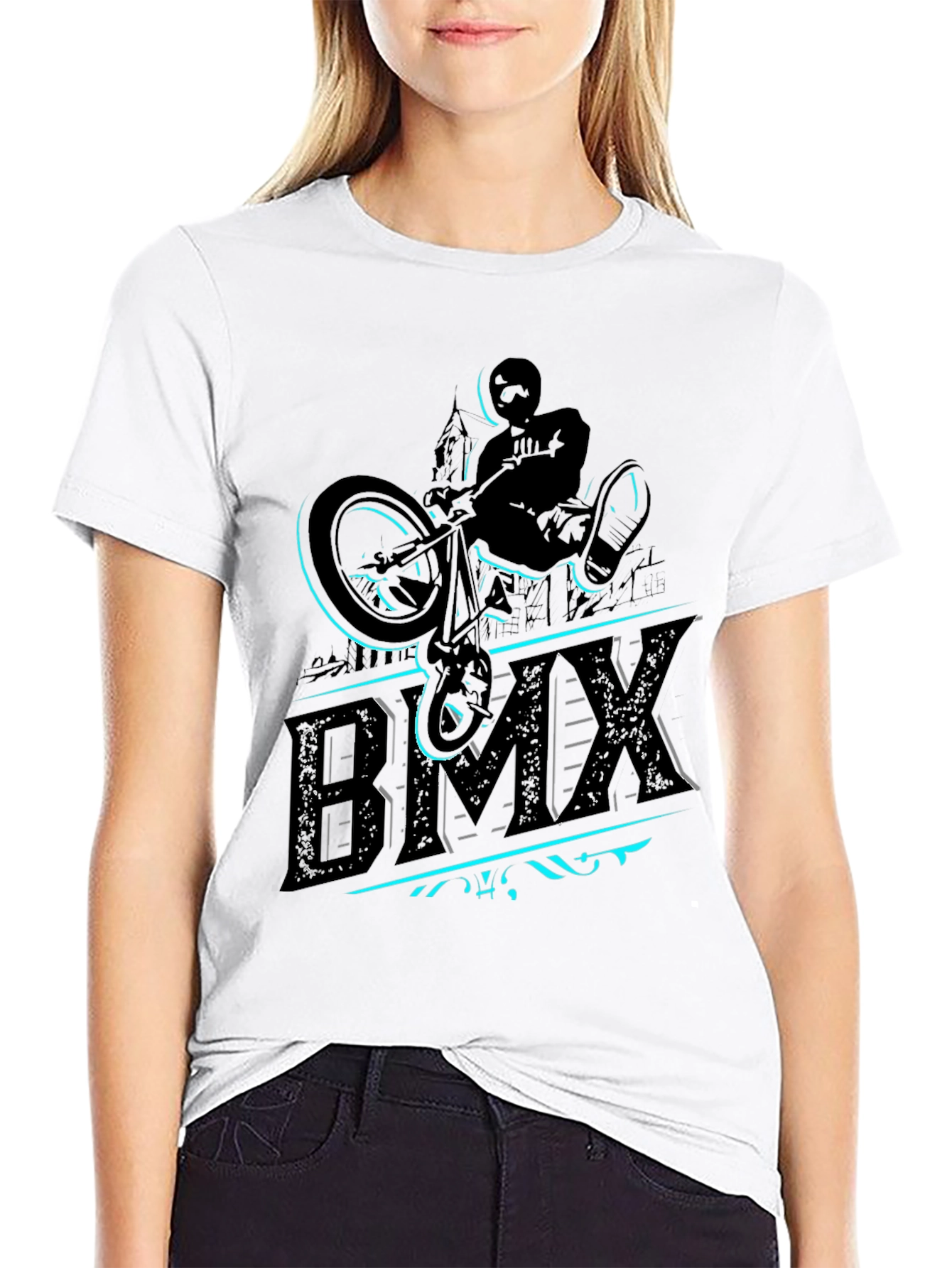 BMX Rider Graphic Tee - Black Cotton