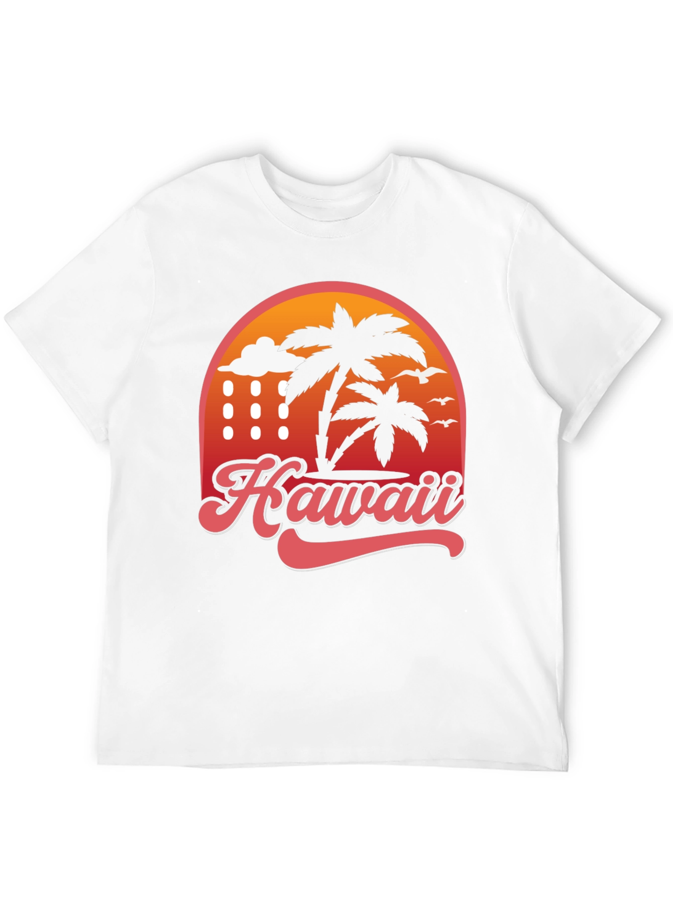 Hawaii Retro T-Shirt - Palm Tree Sunset Design
