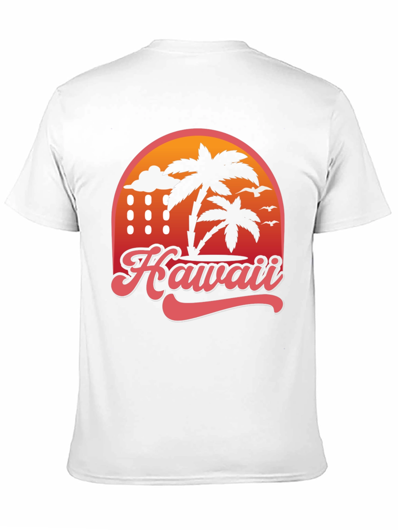 Hawaii Retro T-Shirt - Palm Tree Sunset Design