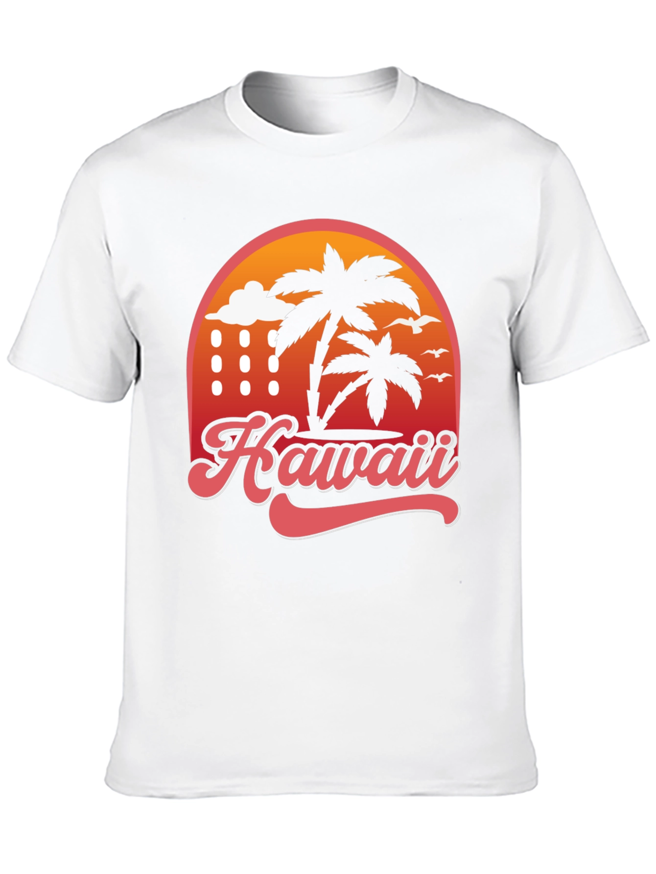 Hawaii Retro T-Shirt - Palm Tree Sunset Design