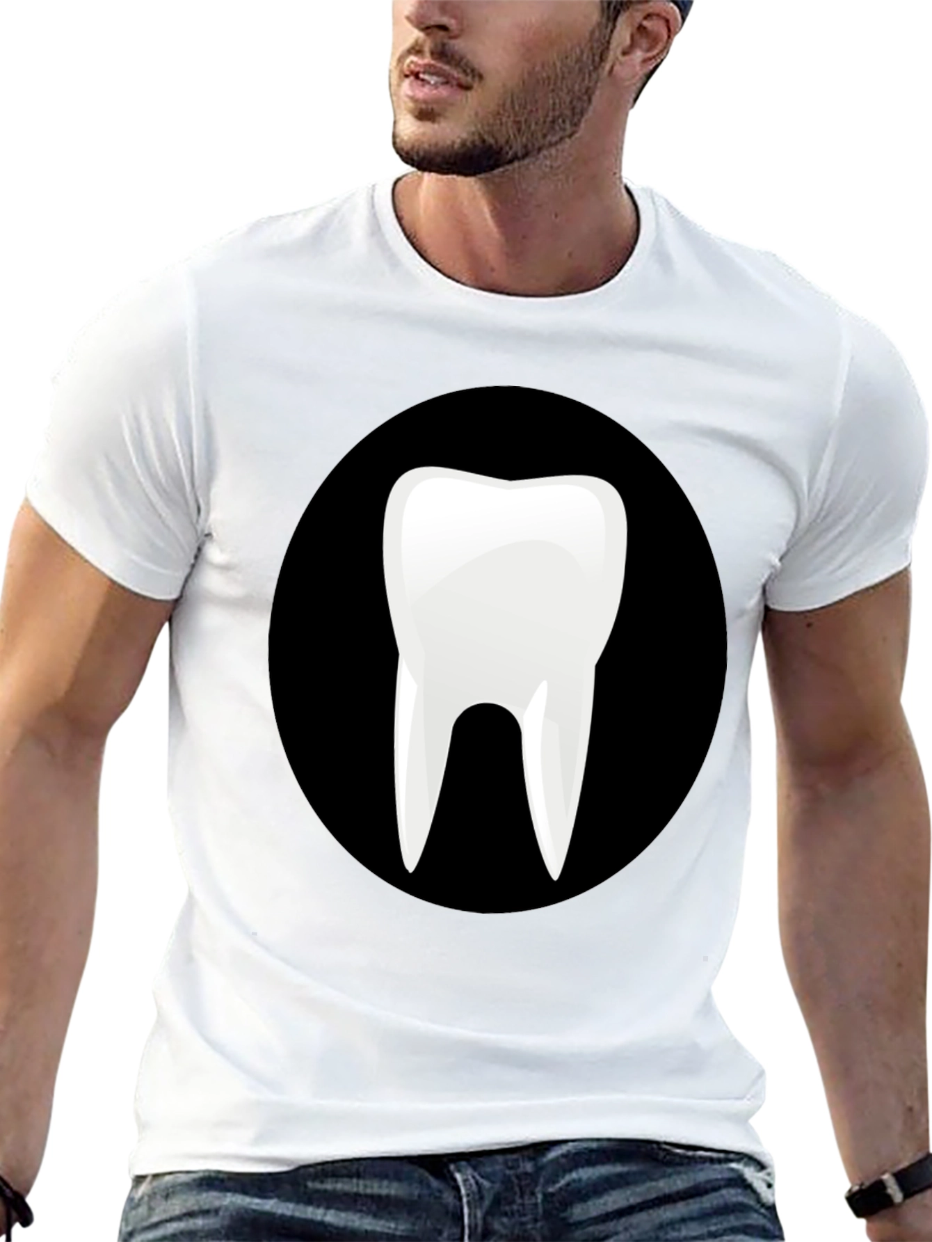 Novelty Tooth Graphic Black T-Shirt