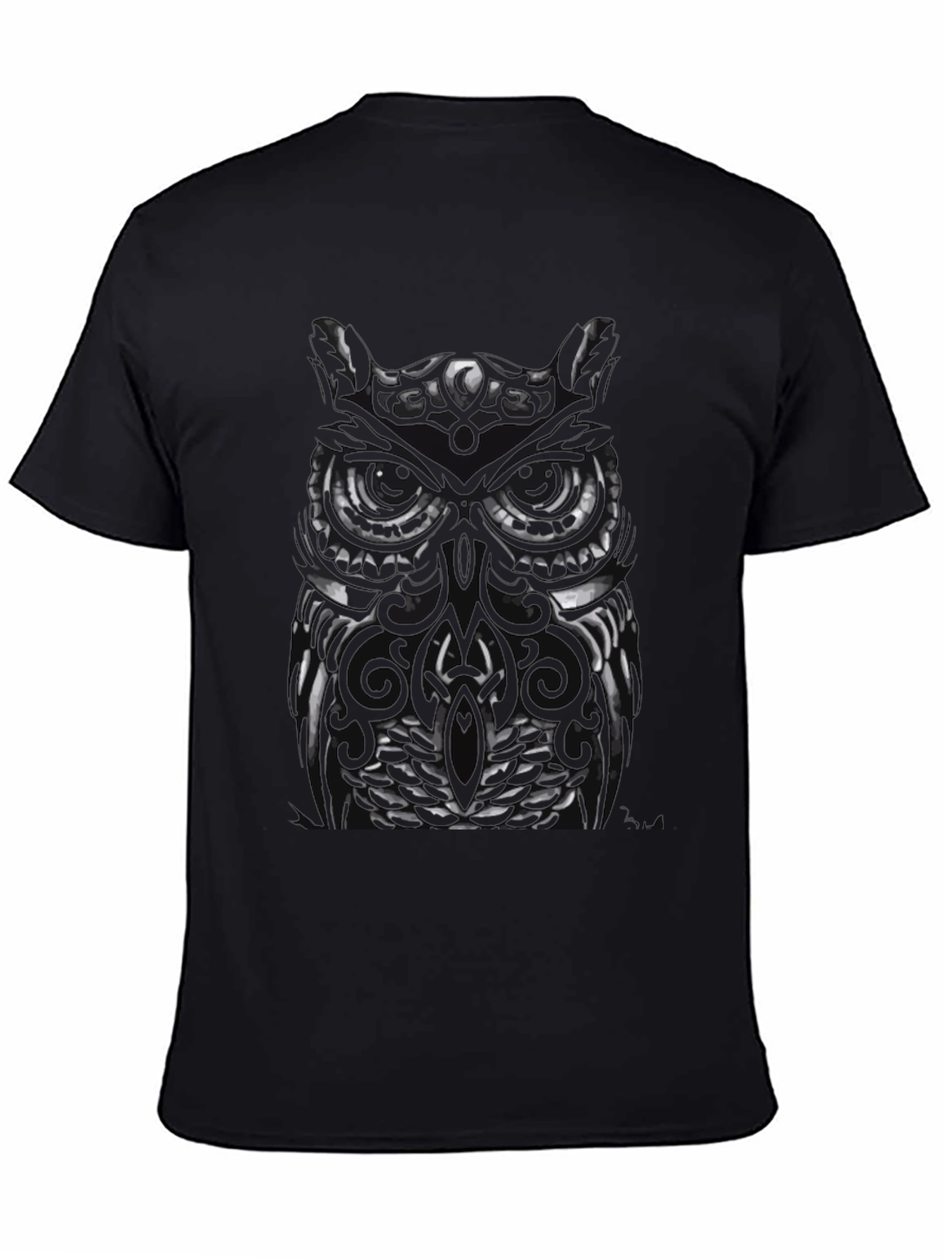 Tribal Owl Graphic Black T-Shirt