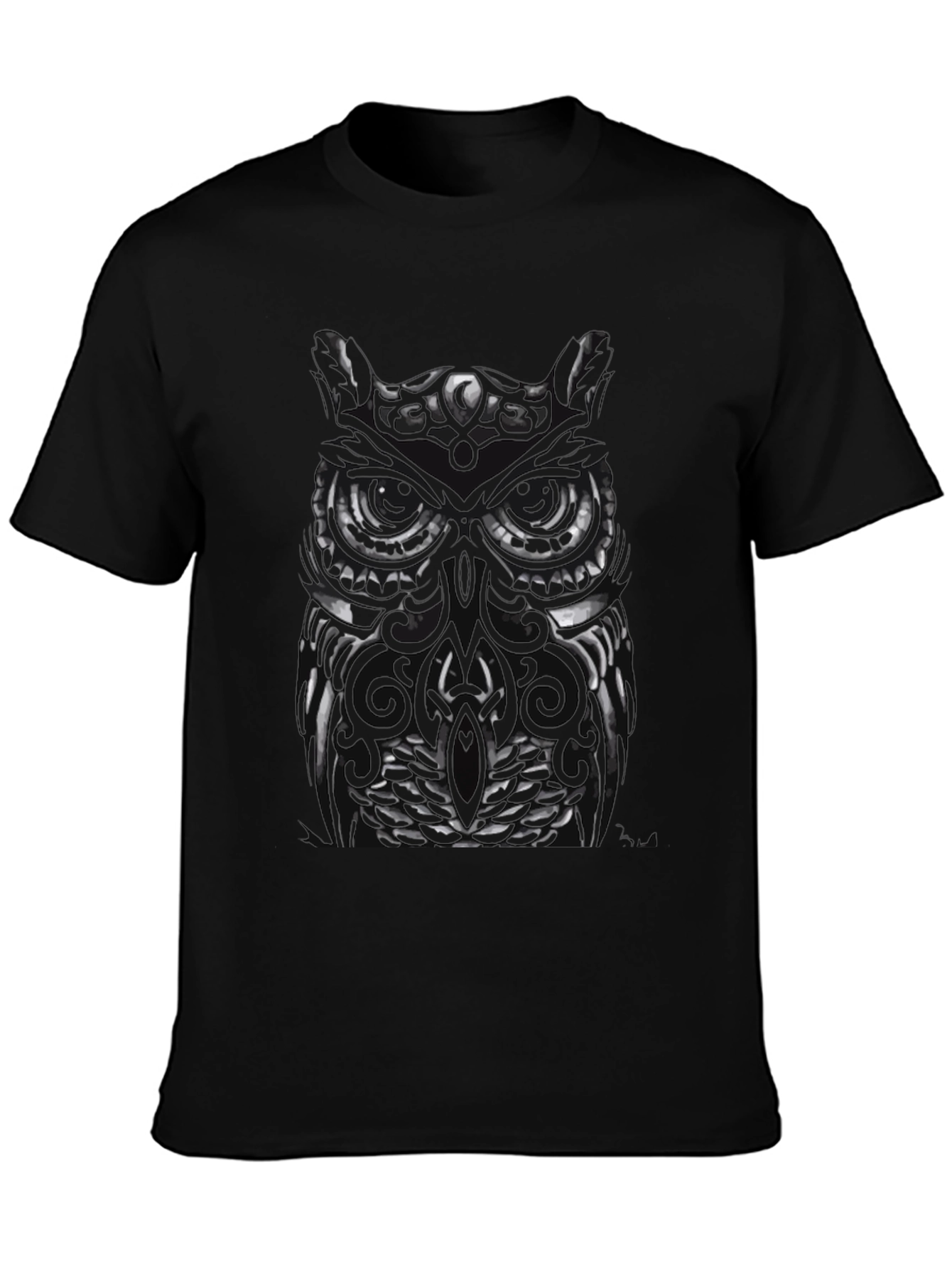 Tribal Owl Graphic Black T-Shirt
