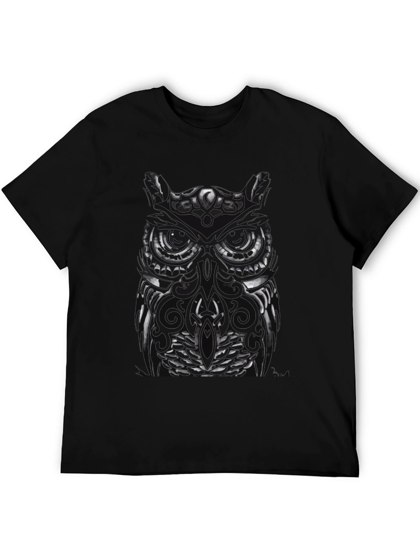 Tribal Owl Graphic Black T-Shirt