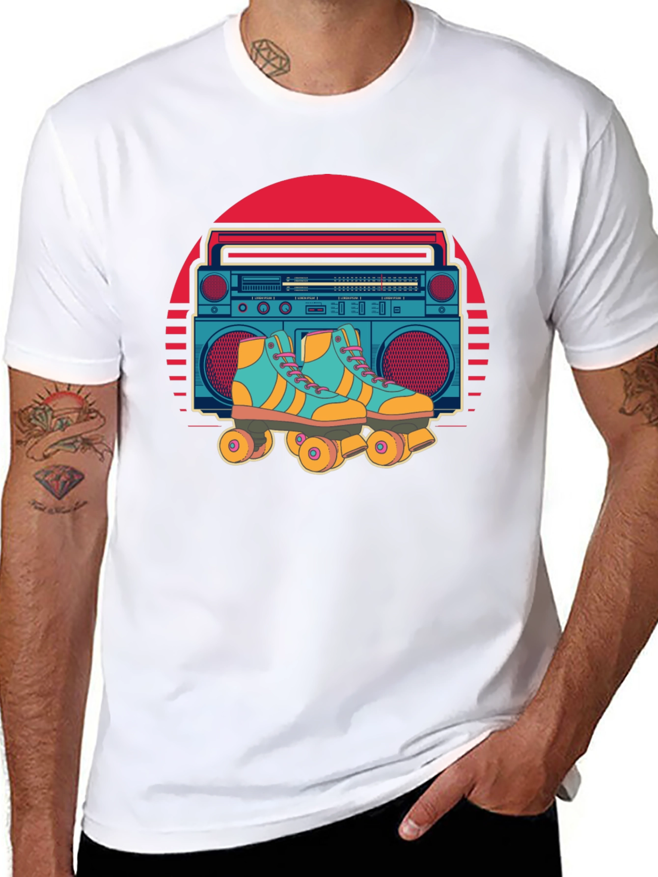 Retro Boombox & Roller Skate Graphic Tee