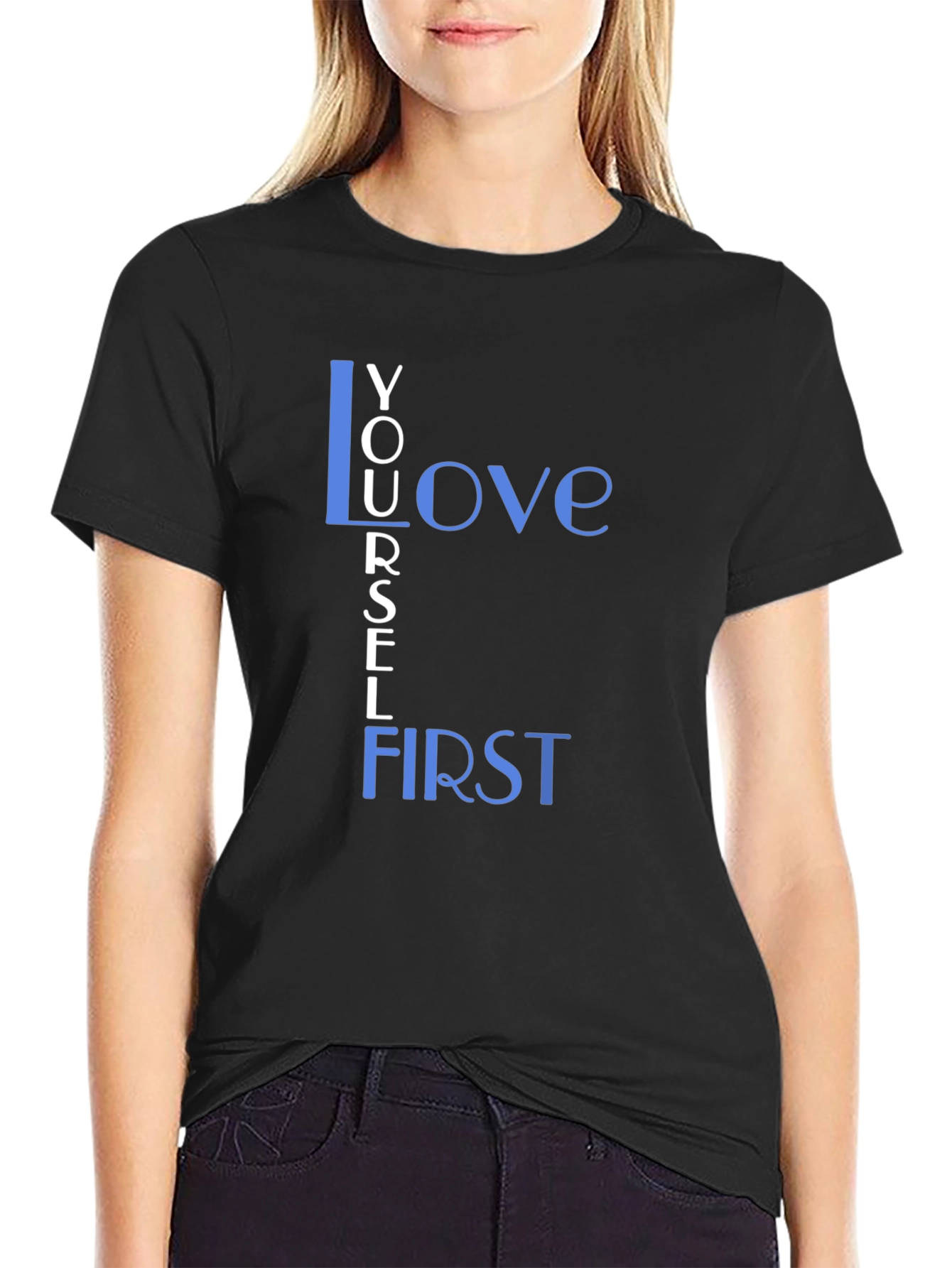 Love Yourself First Graphic Tee - Black Cotton