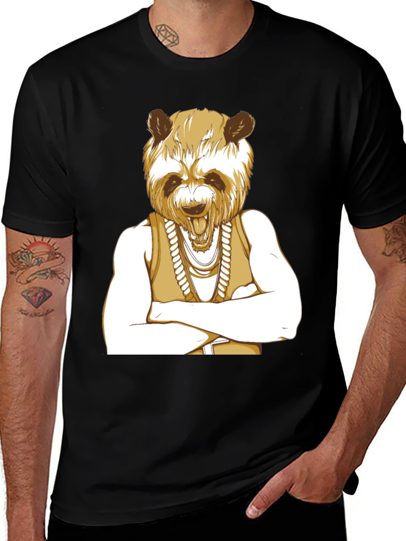 Panda Rapper Graphic Tee - Cool Casual Style