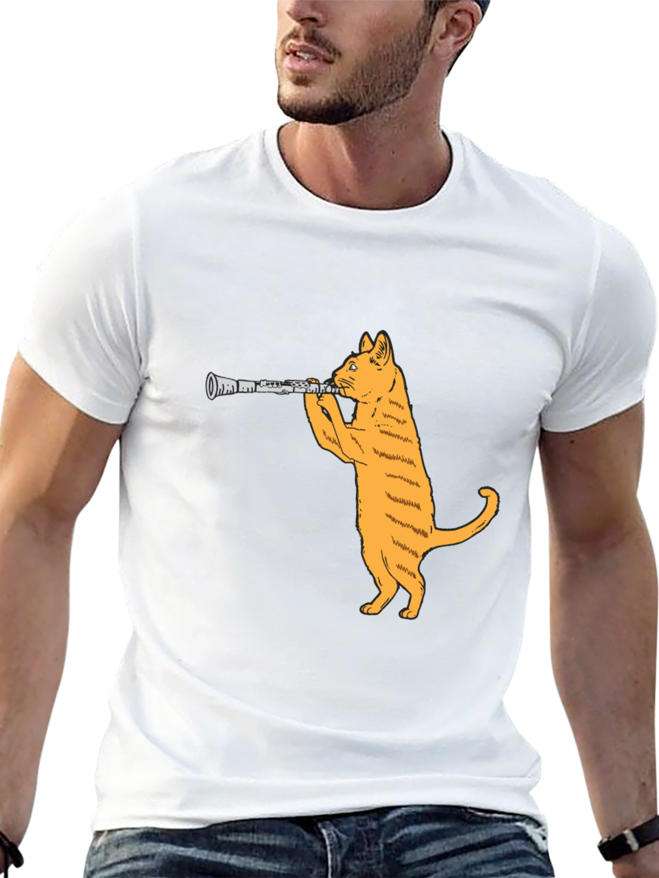 Cat Clarinet Black T-Shirt