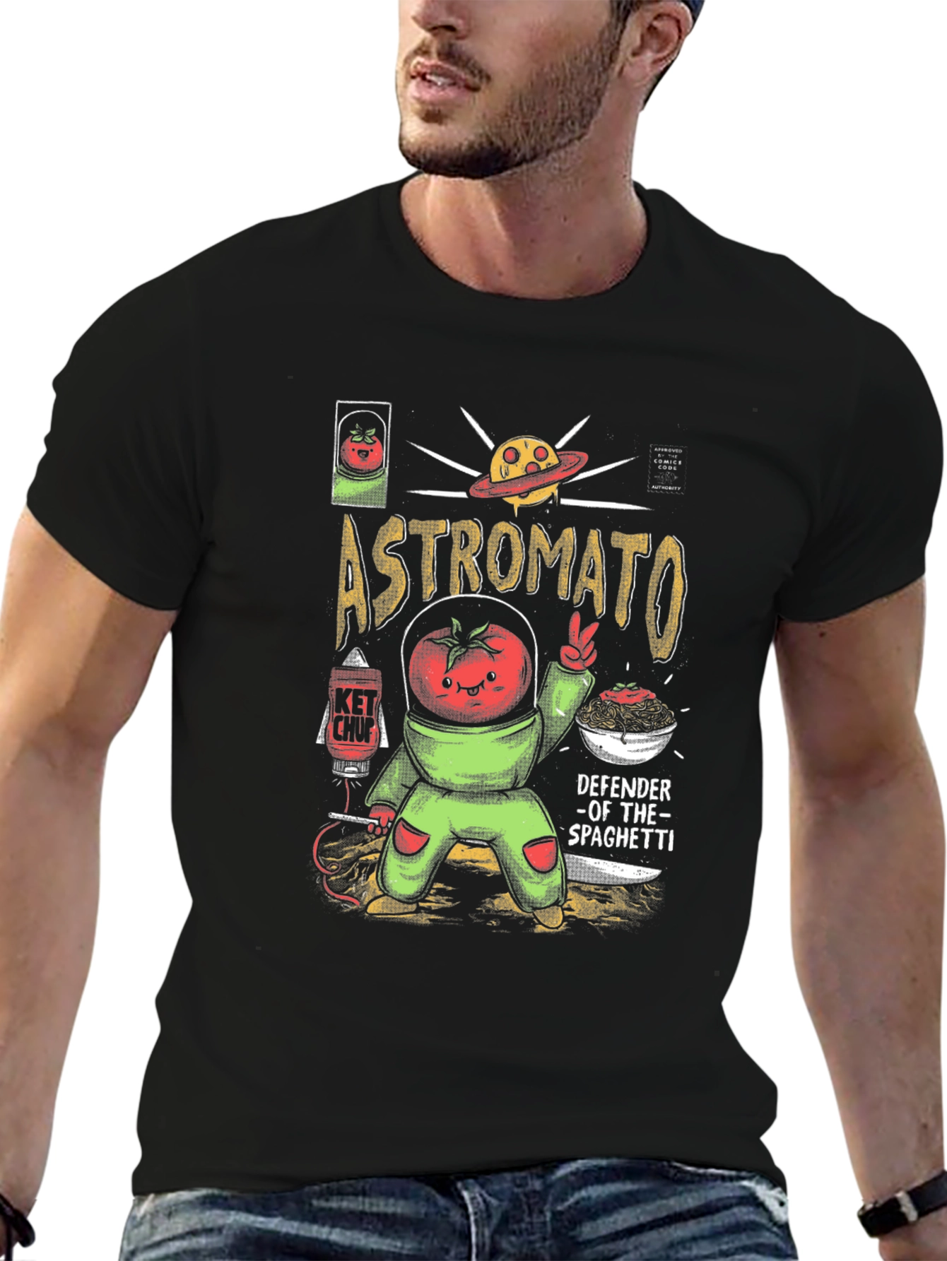 Astromato T-Shirt: Defender of Spaghetti