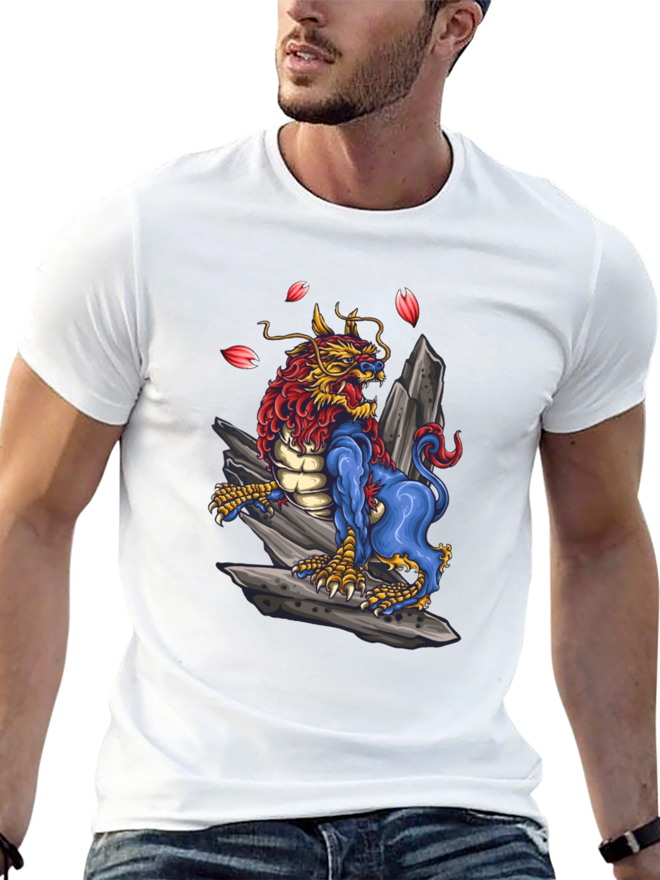 Dragon Foo Dog Graphic Tee - Unique Design