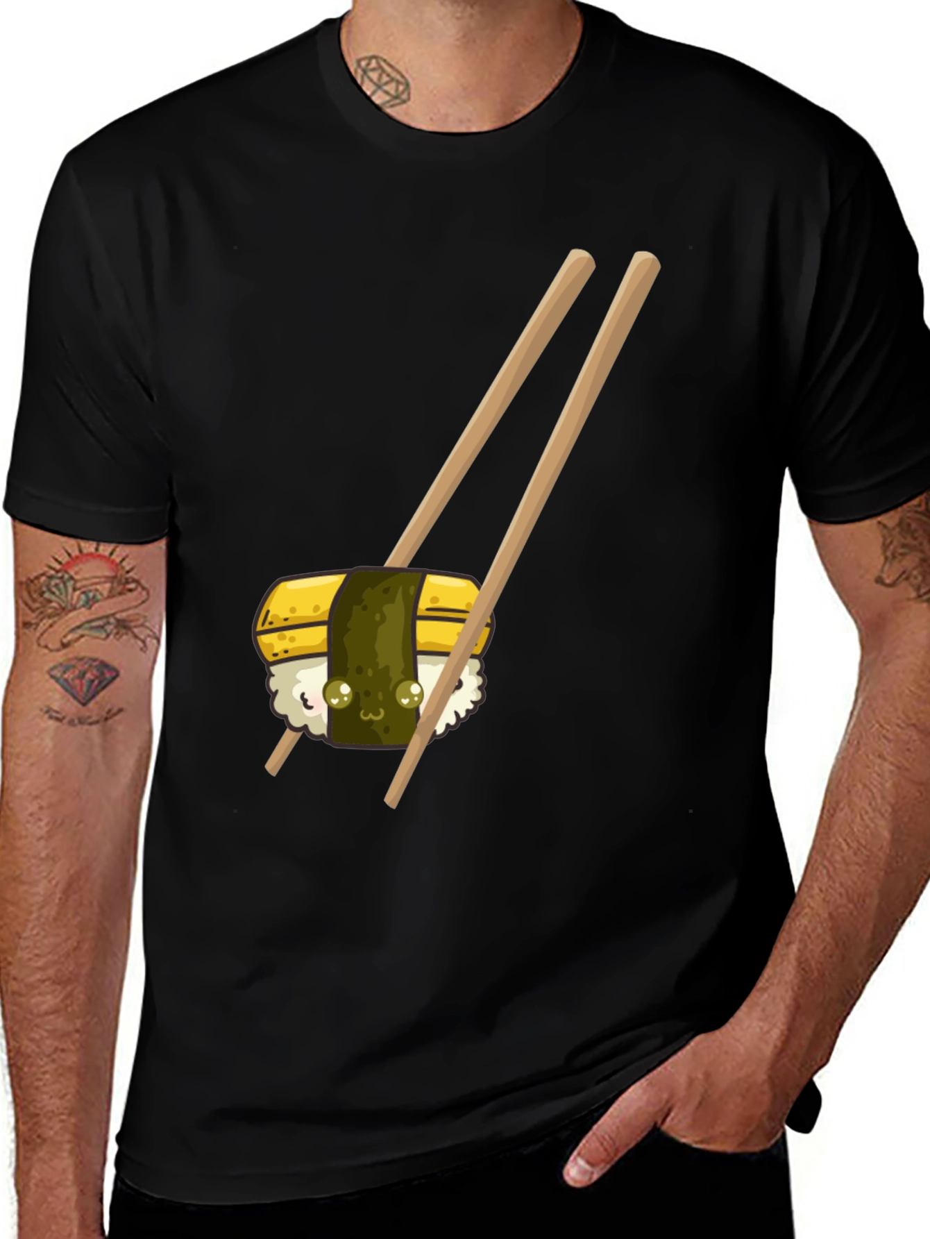 Sushi Graphic Tee - Unisex Black T-Shirt