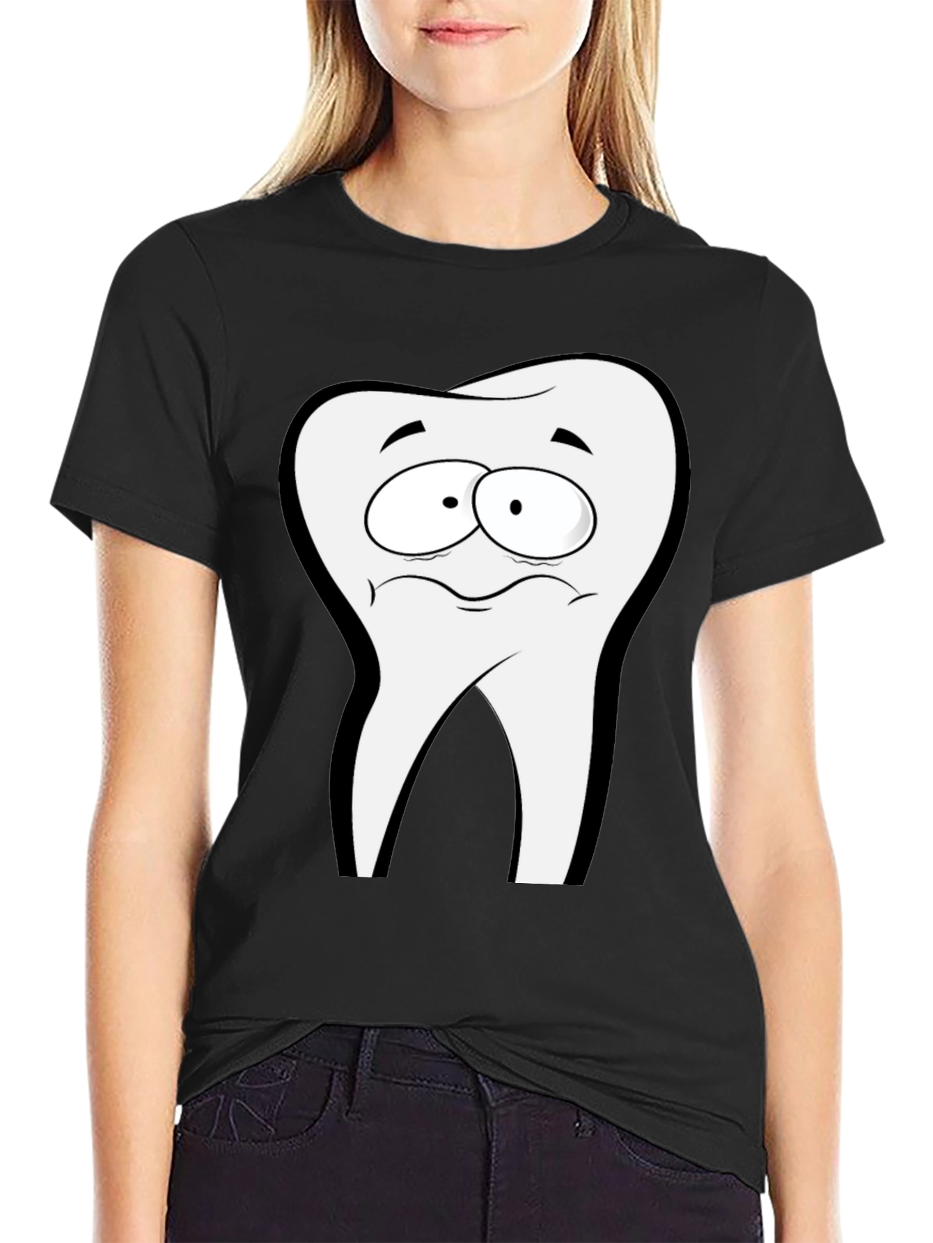 Funny Tooth Graphic Black T-Shirt