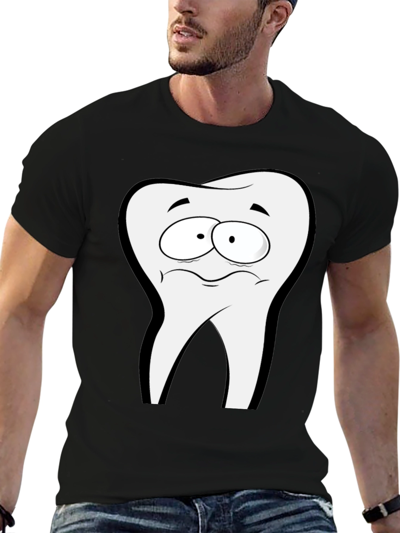 Funny Tooth Graphic Black T-Shirt