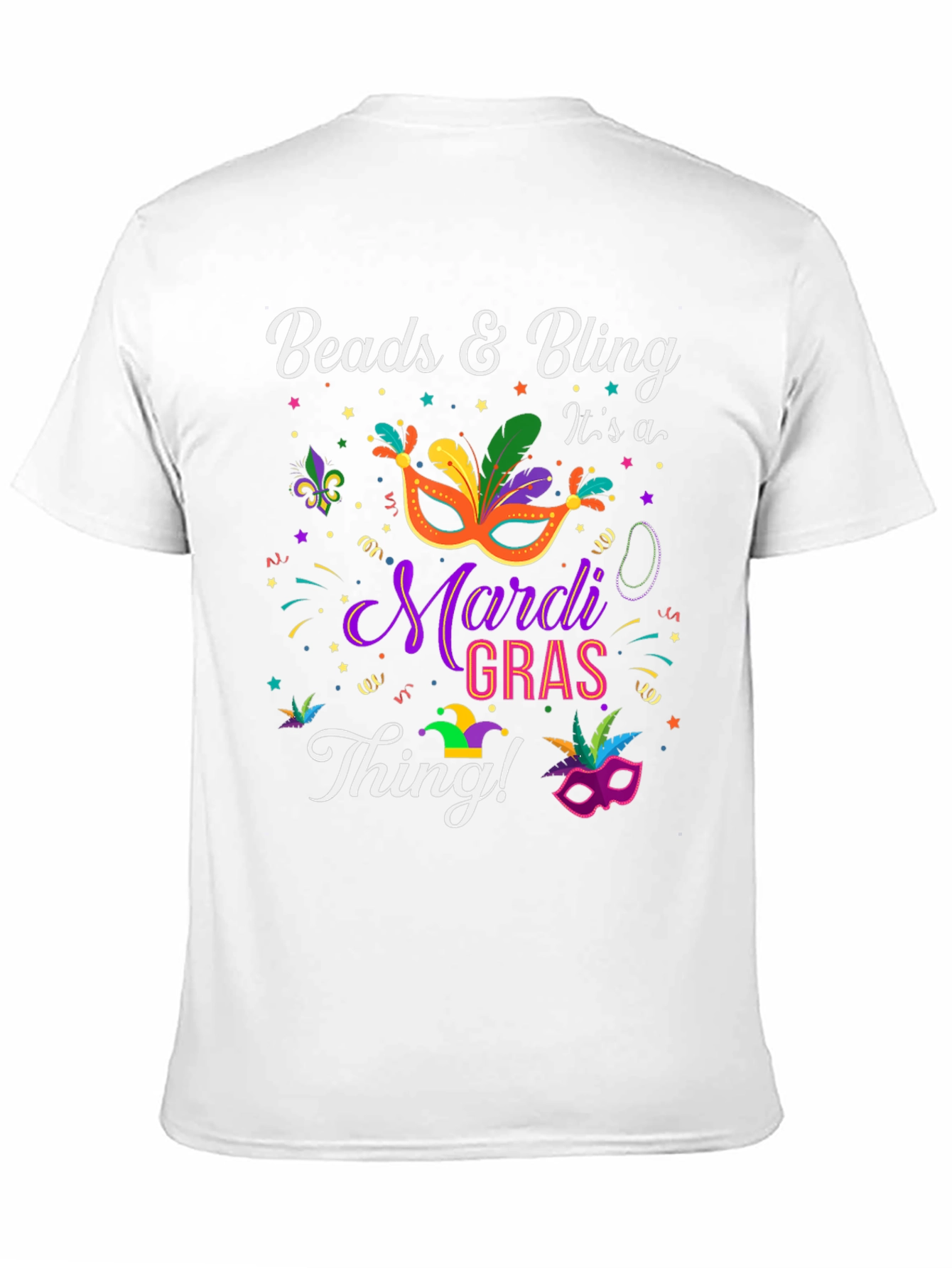 Mardi Gras Beads & Bling Graphic T-Shirt