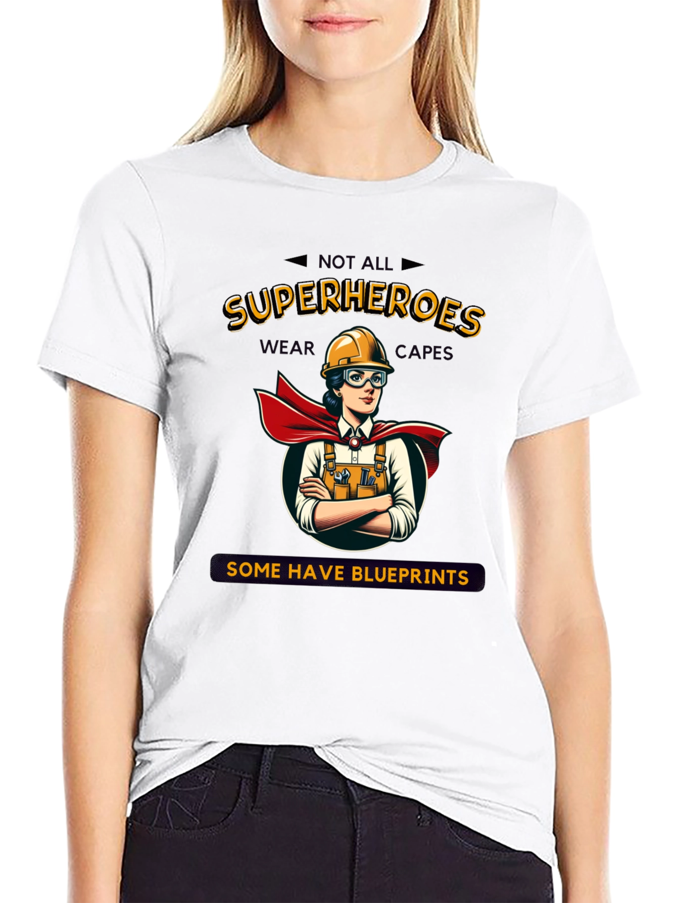 Construction Superhero T-Shirt - Blueprints