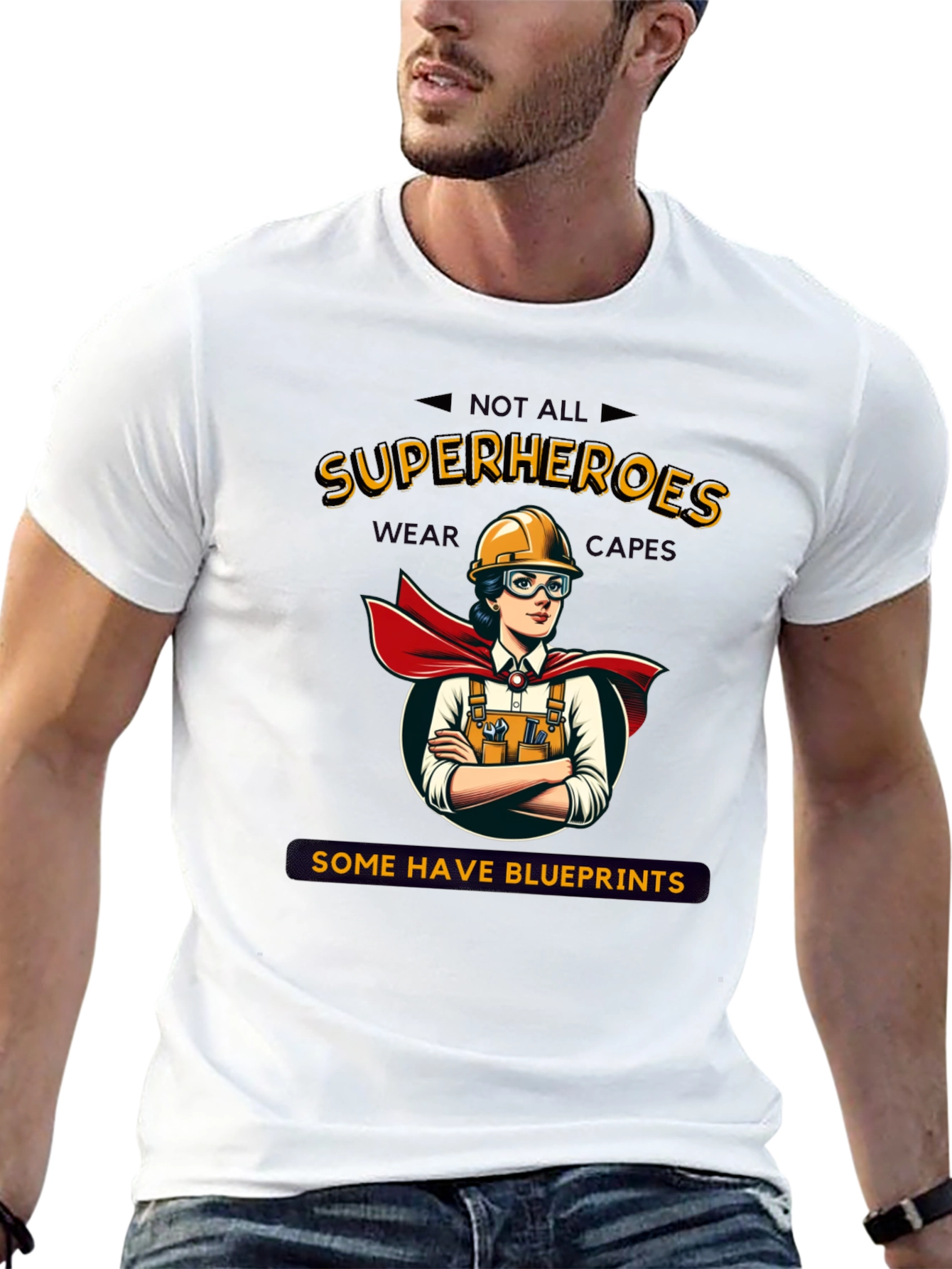 Construction Superhero T-Shirt - Blueprints