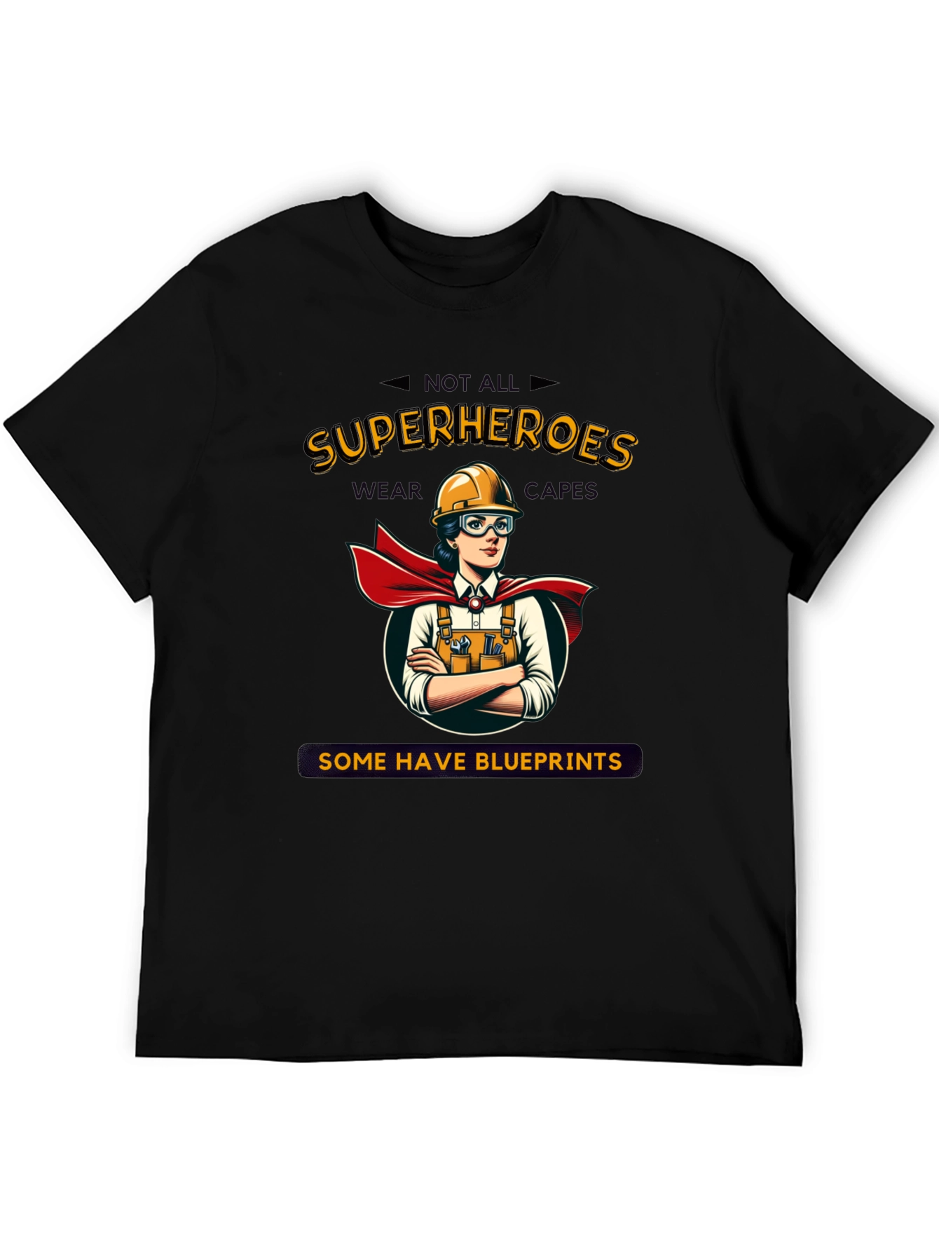 Construction Superhero T-Shirt - Blueprints