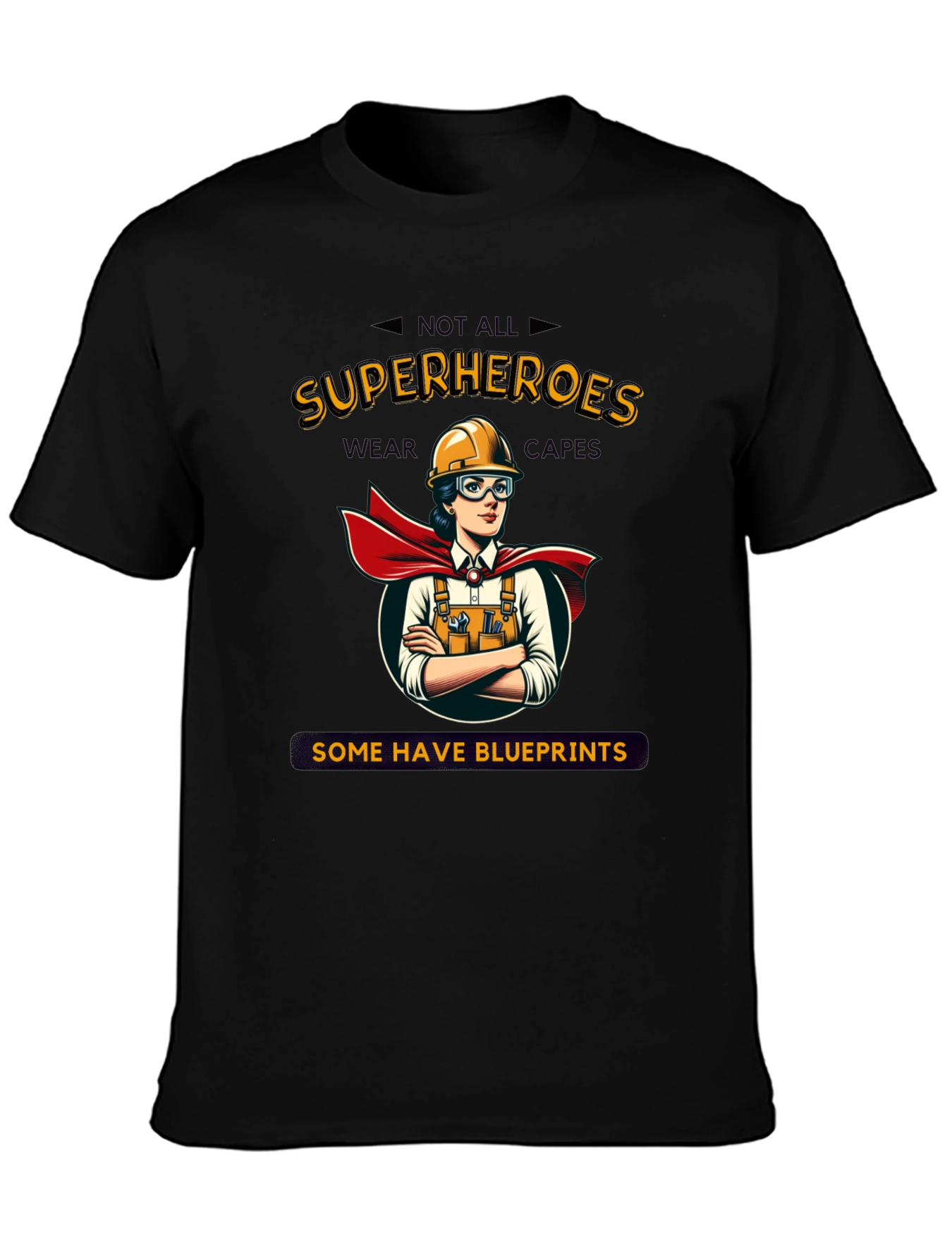 Construction Superhero T-Shirt - Blueprints