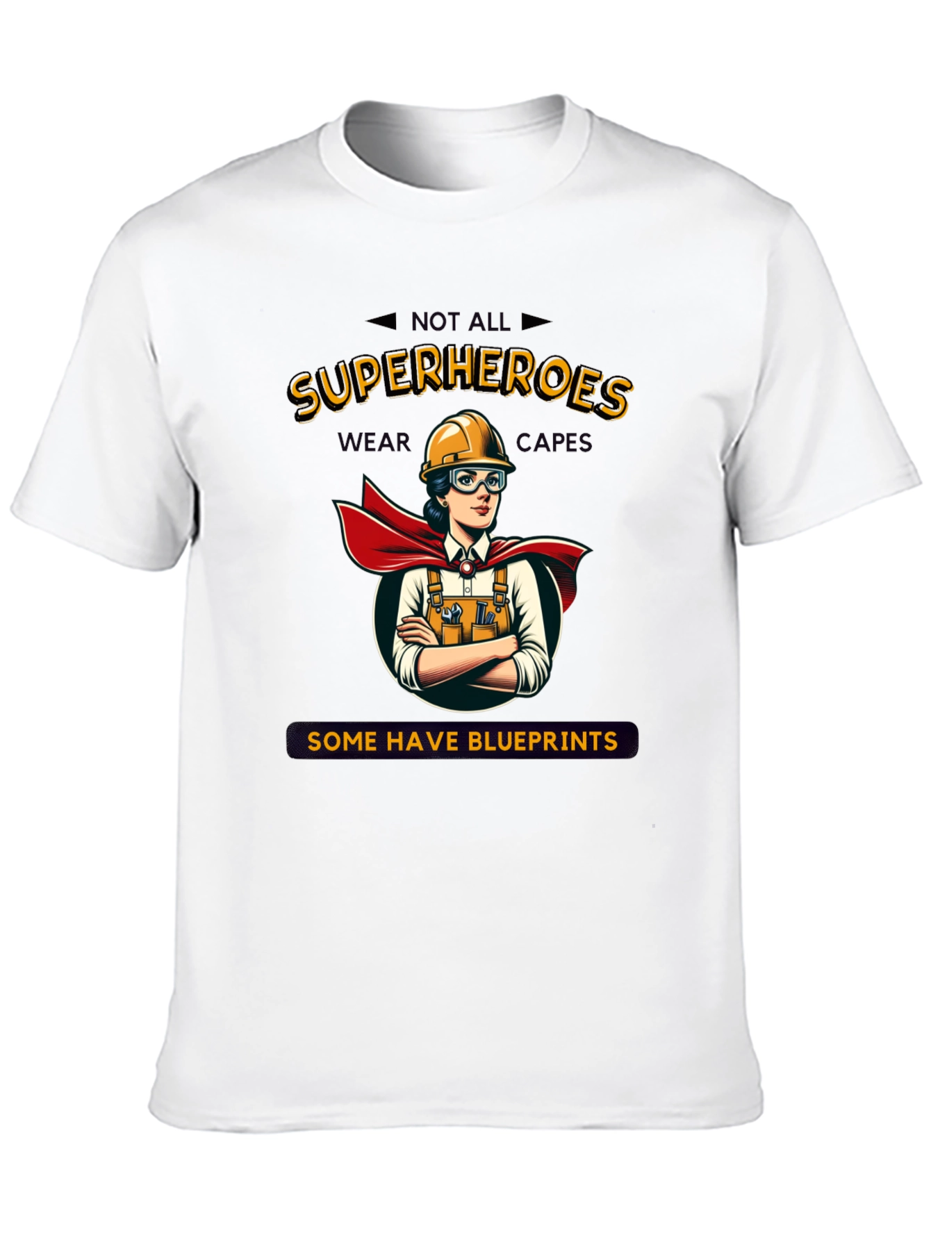 Construction Superhero T-Shirt - Blueprints