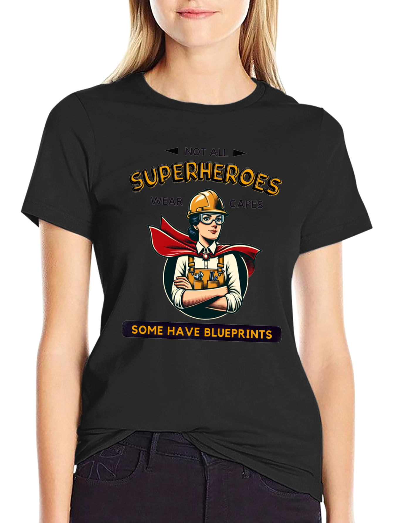 Construction Superhero T-Shirt - Blueprints