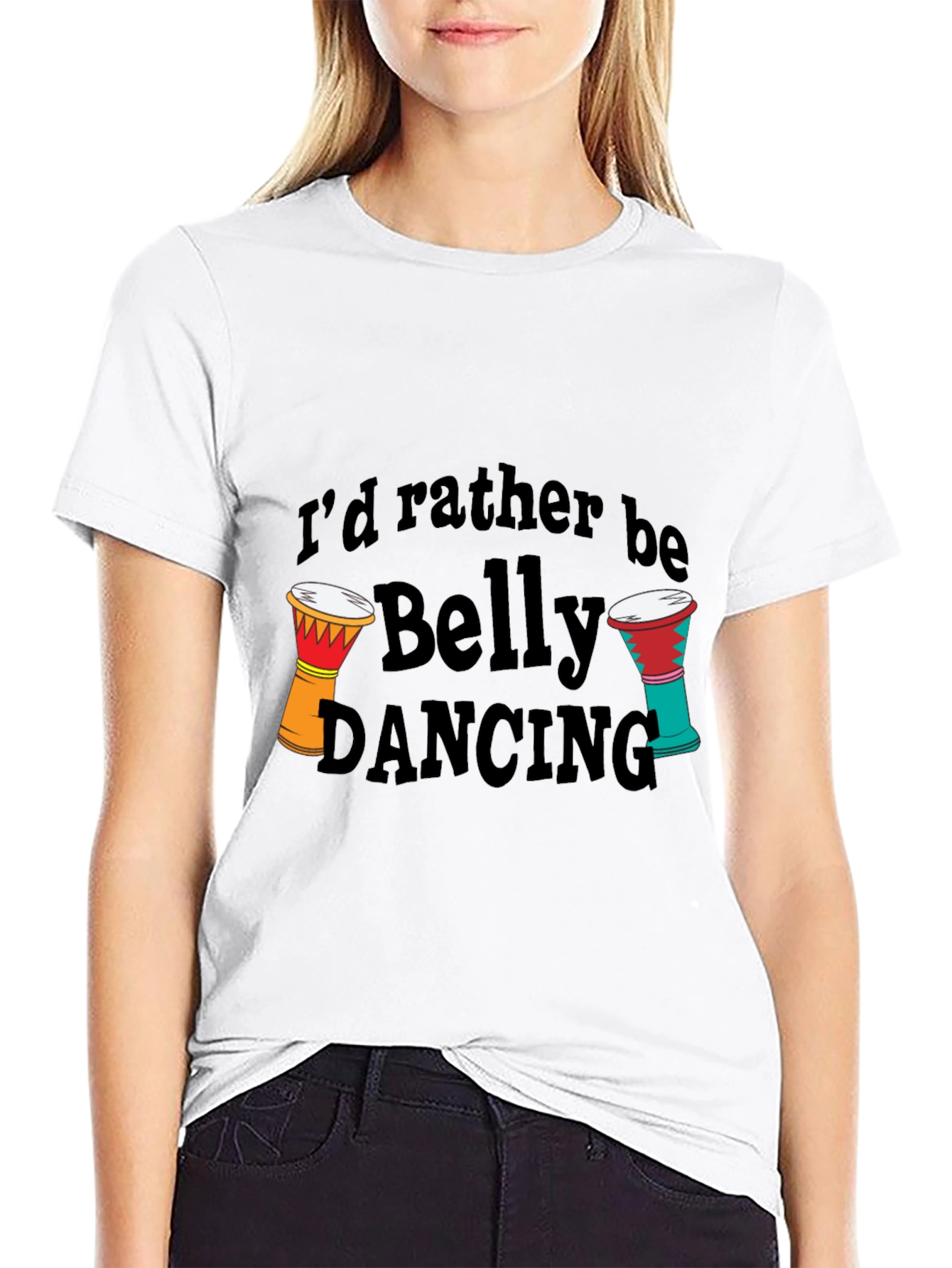 Belly Dancing Graphic Tee - Drum Design T-Shirt