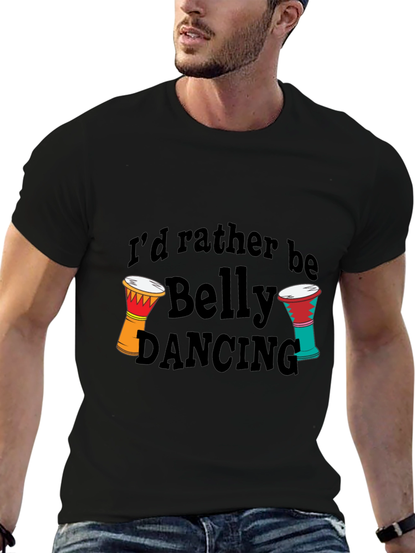 Belly Dancing Graphic Tee - Drum Design T-Shirt