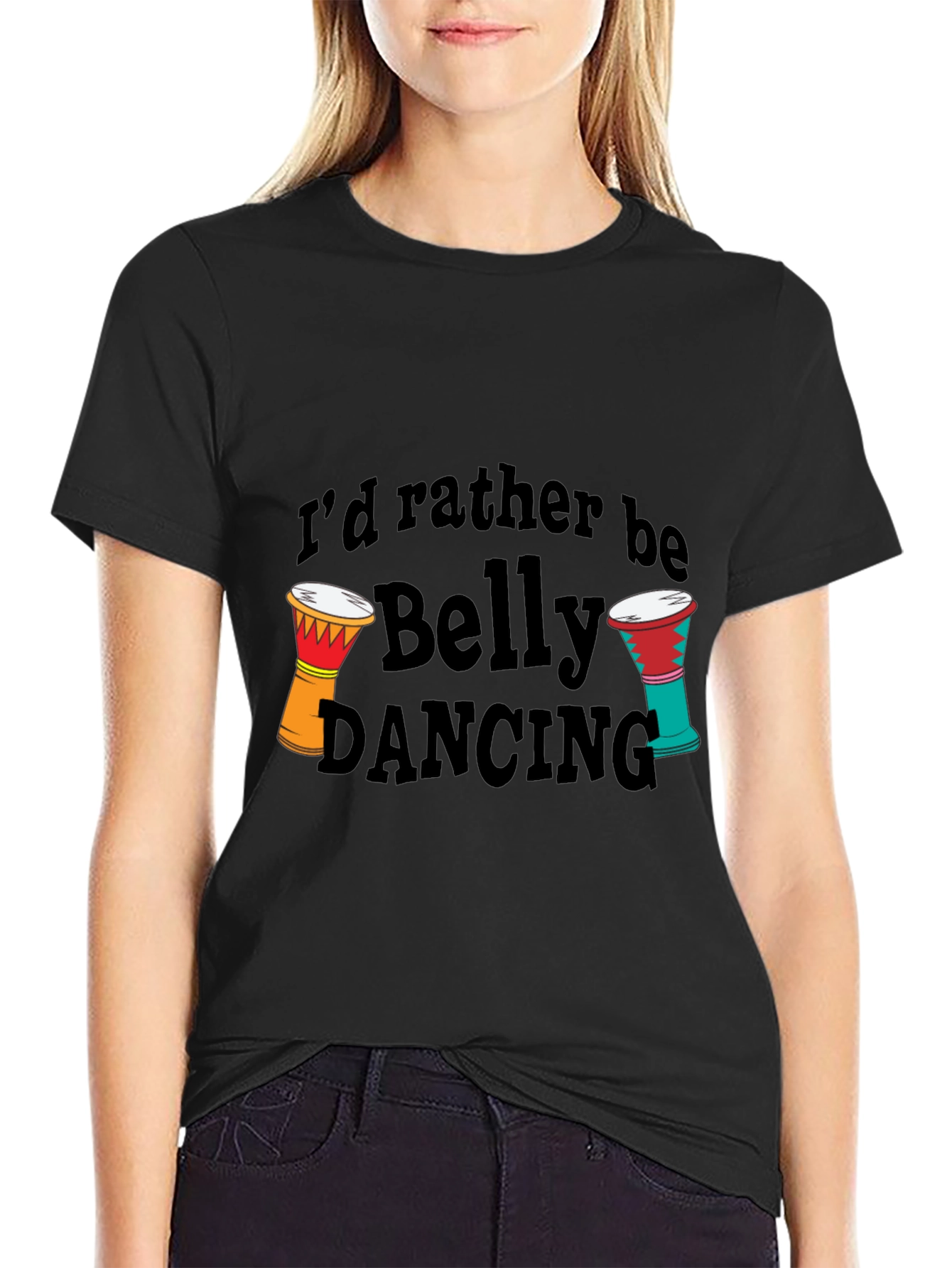 Belly Dancing Graphic Tee - Drum Design T-Shirt