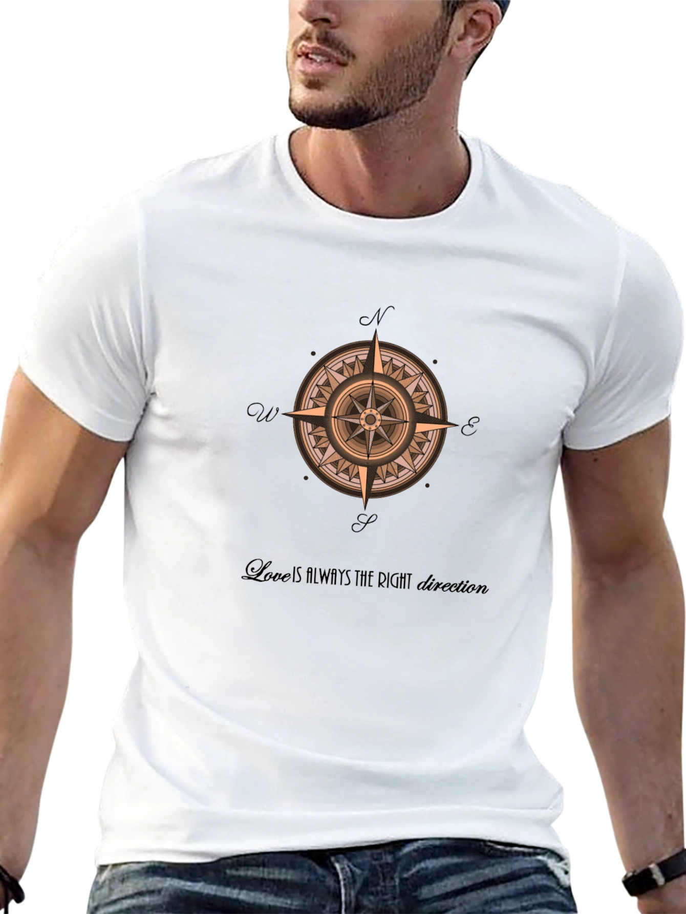 Compass Rose Graphic Mens Black T-Shirt