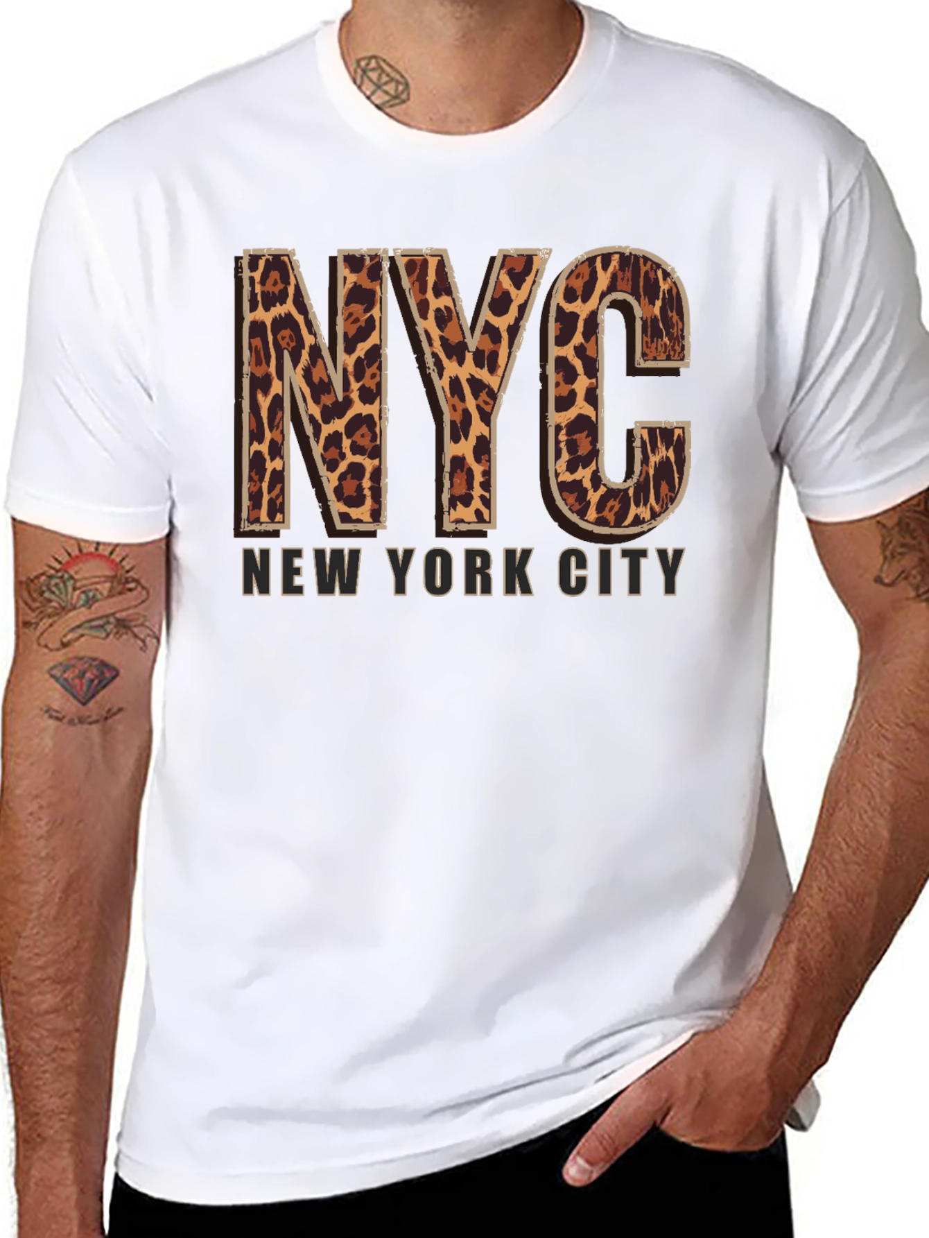 NYC Leopard Print T-Shirt - Black