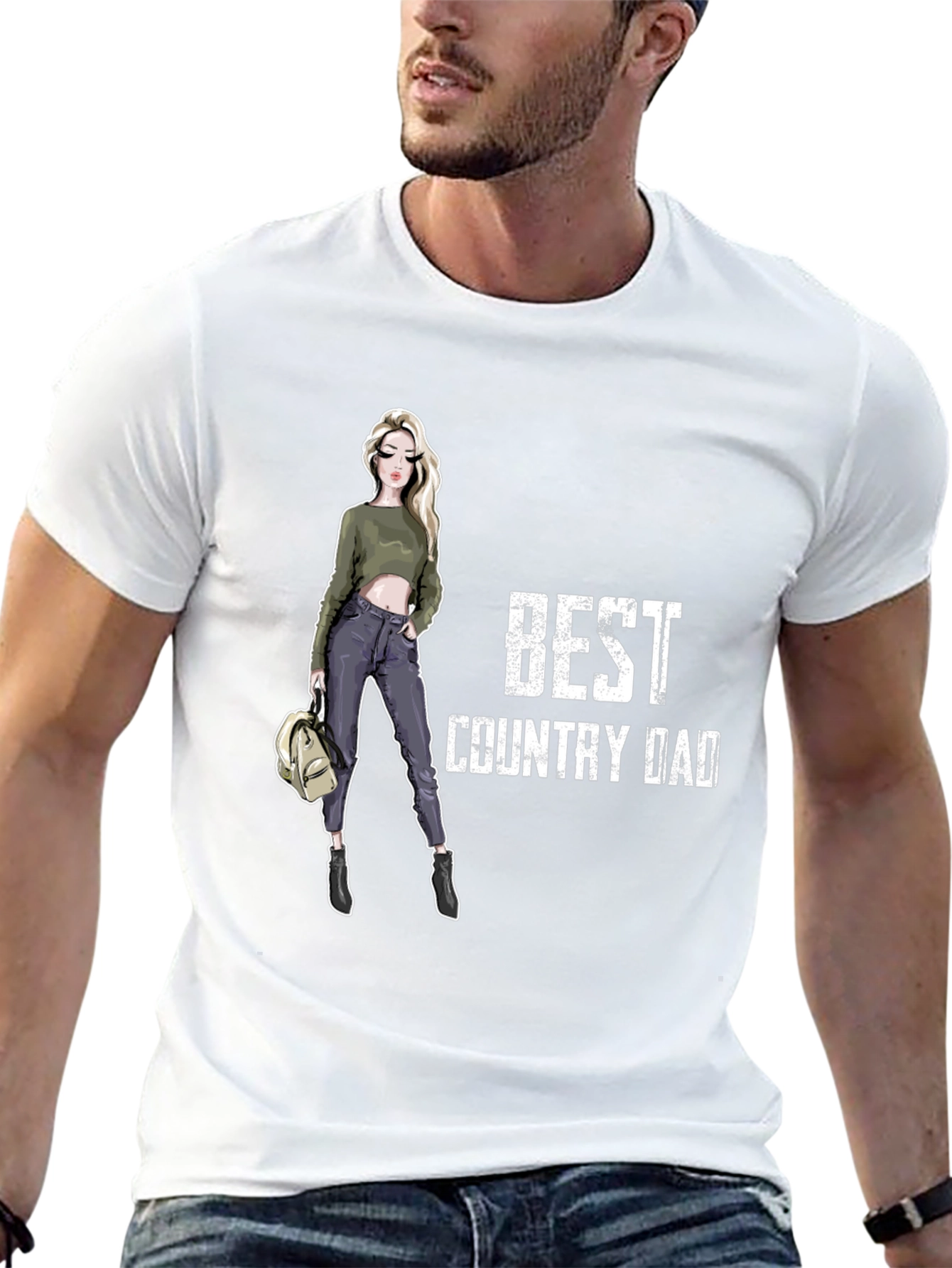 Best Country Dad T-Shirt - Black