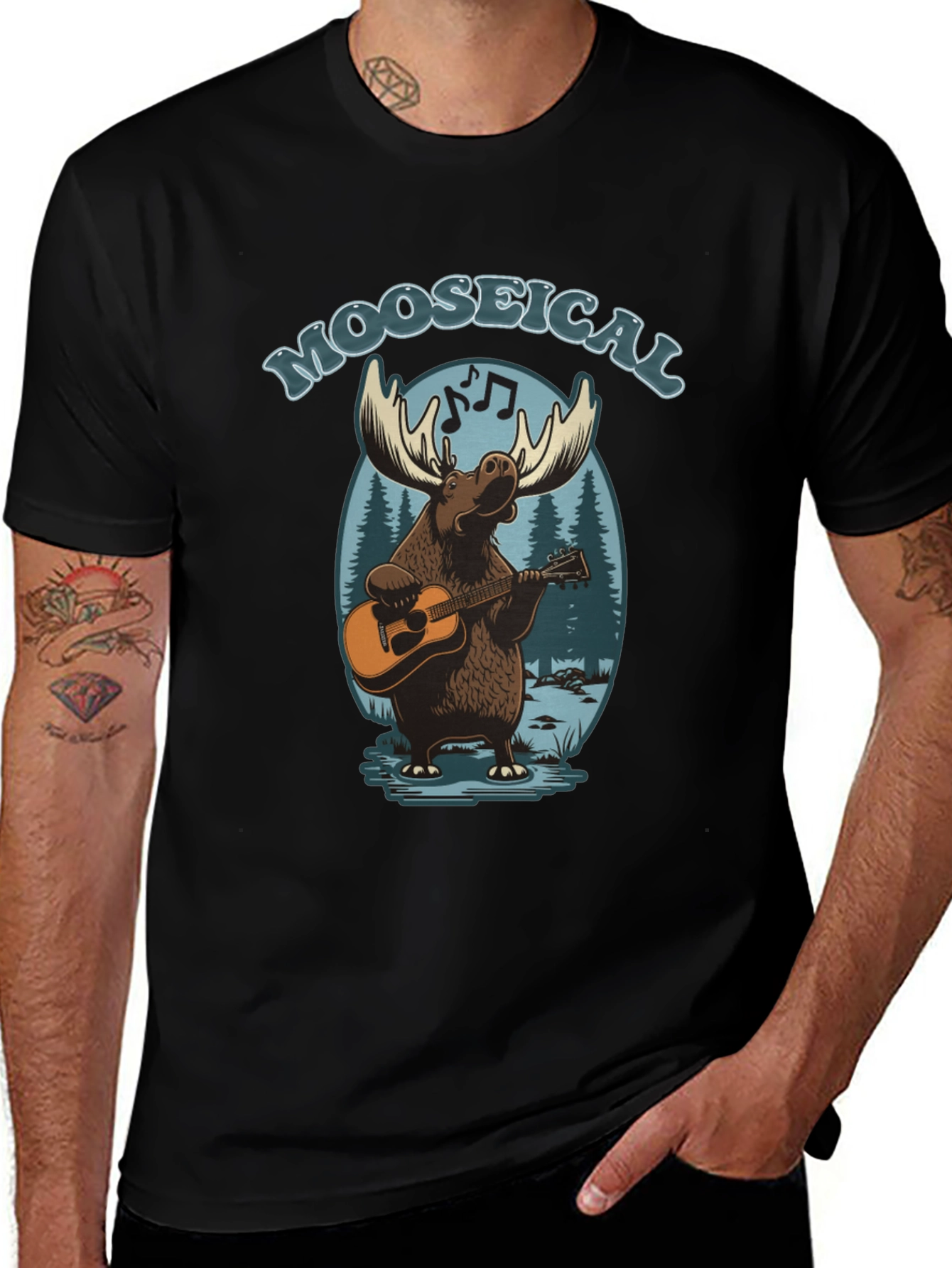Moose-ical T-Shirt: Musical Moose Playing Guitar