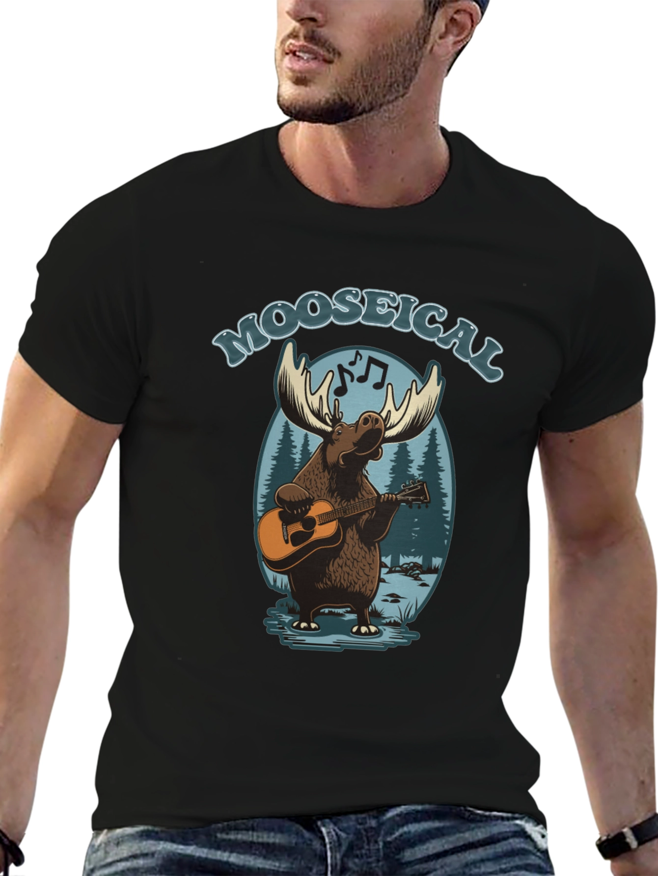 Moose-ical T-Shirt: Musical Moose Playing Guitar