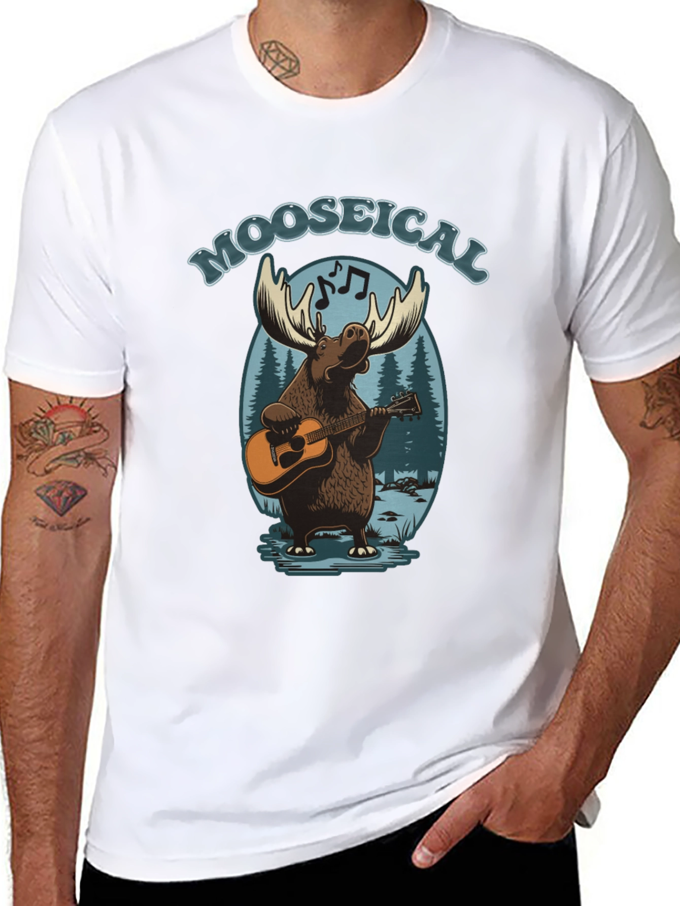 Moose-ical T-Shirt: Musical Moose Playing Guitar