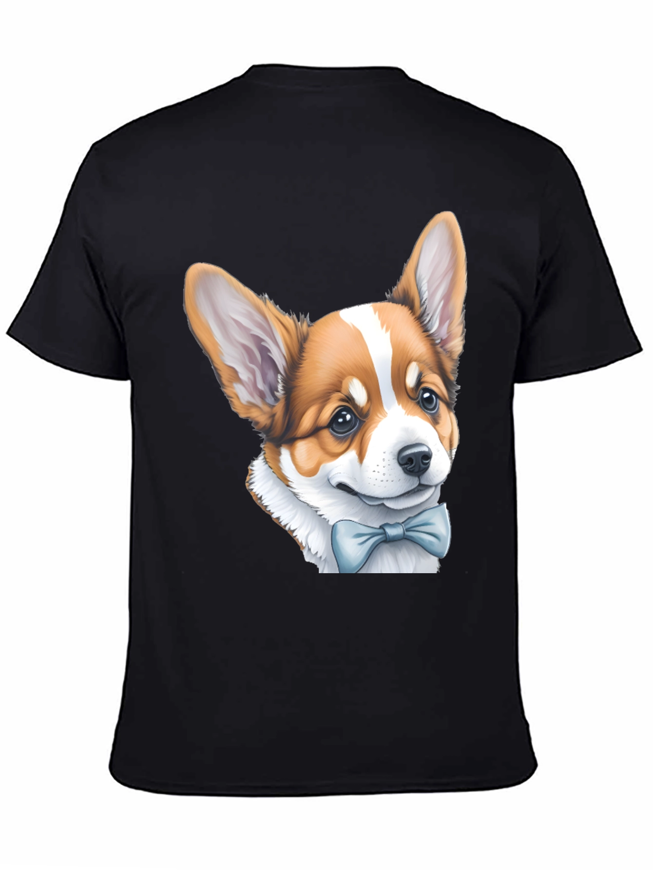 Corgi Bow Tie Black T-Shirt