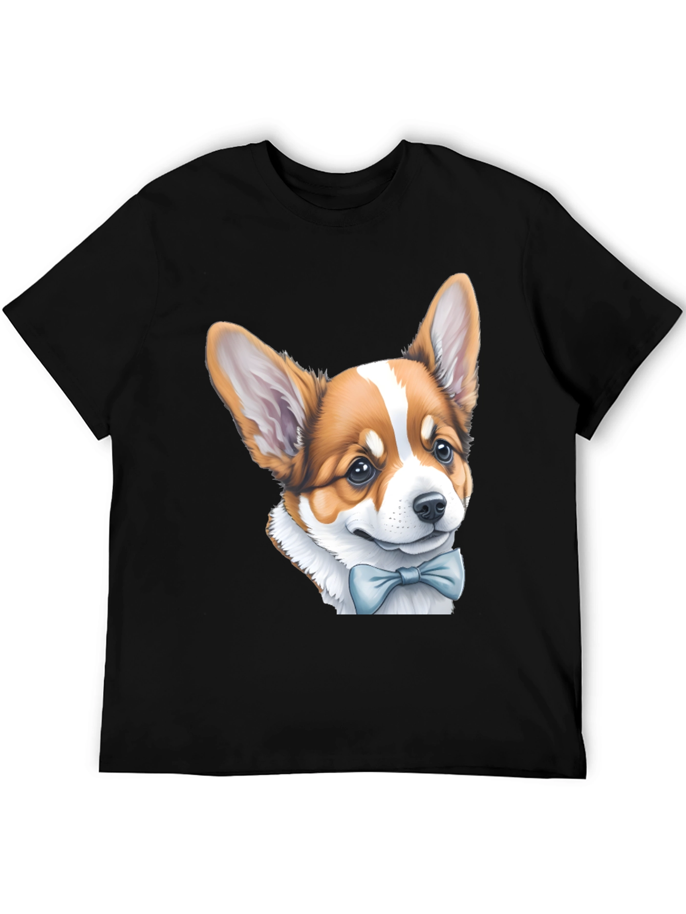 Corgi Bow Tie Black T-Shirt