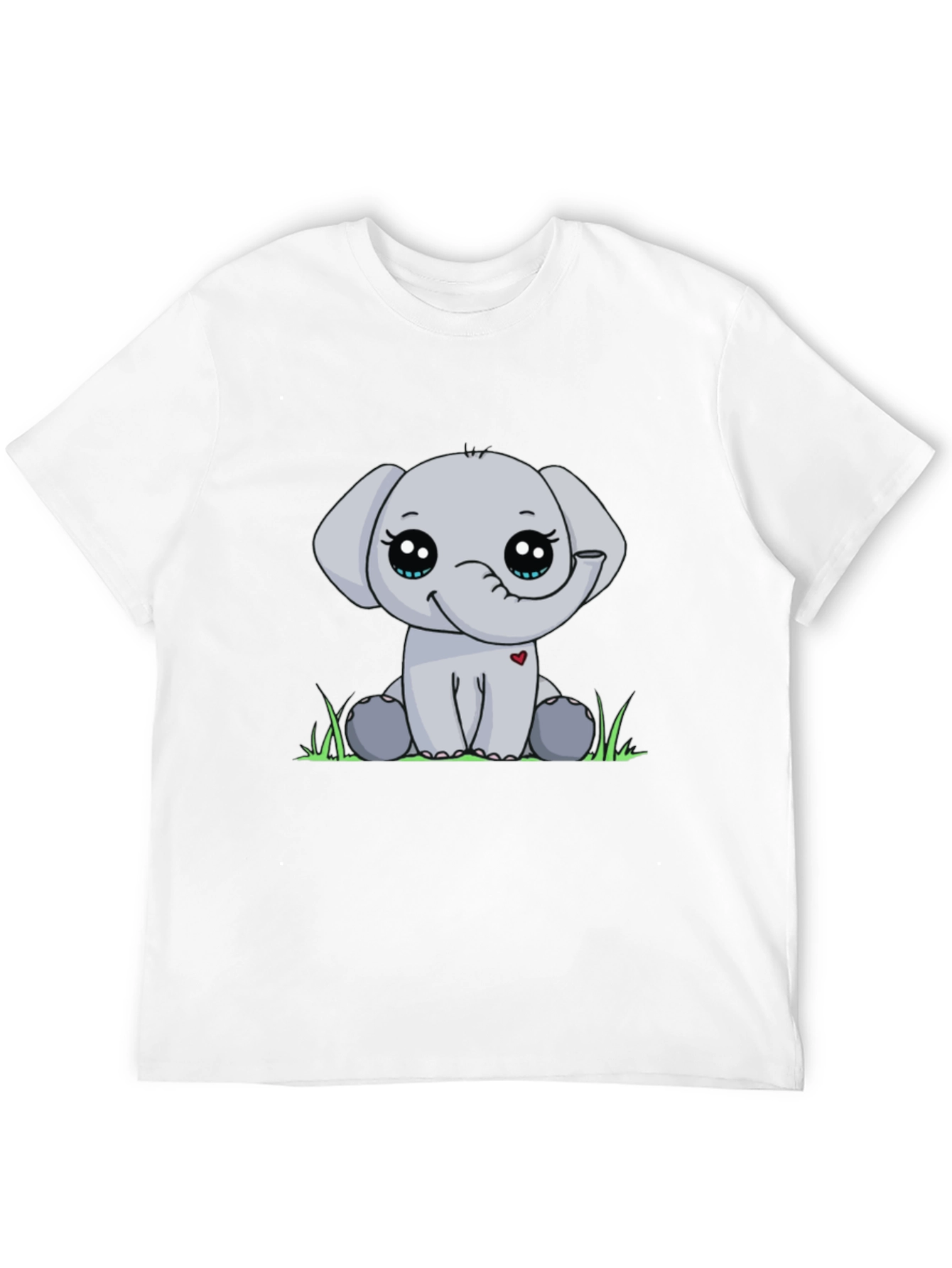 Cute Elephant Graphic Tee - Black Cotton Blend