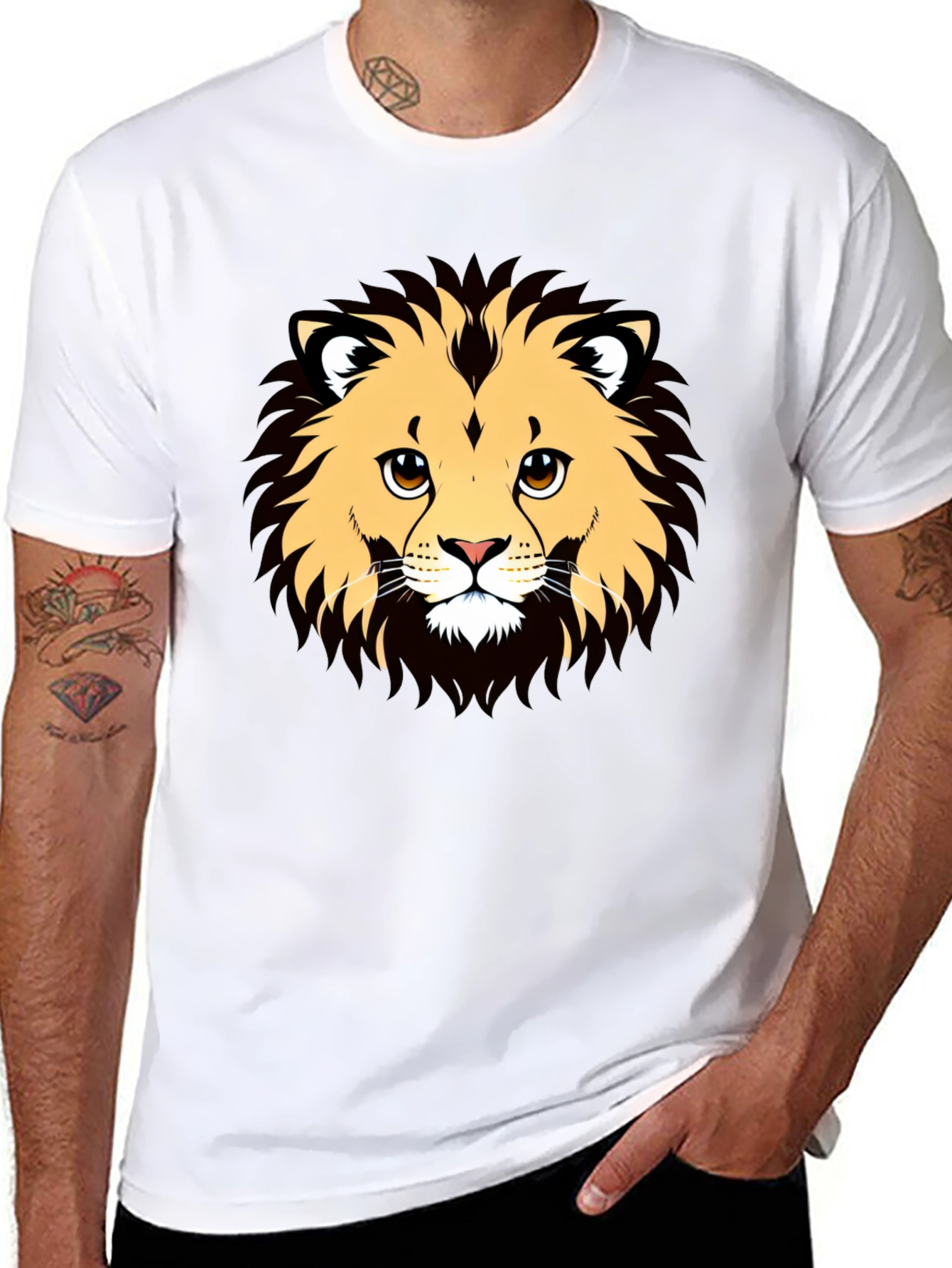 Lion Graphic Black T-Shirt - Cool Animal Design